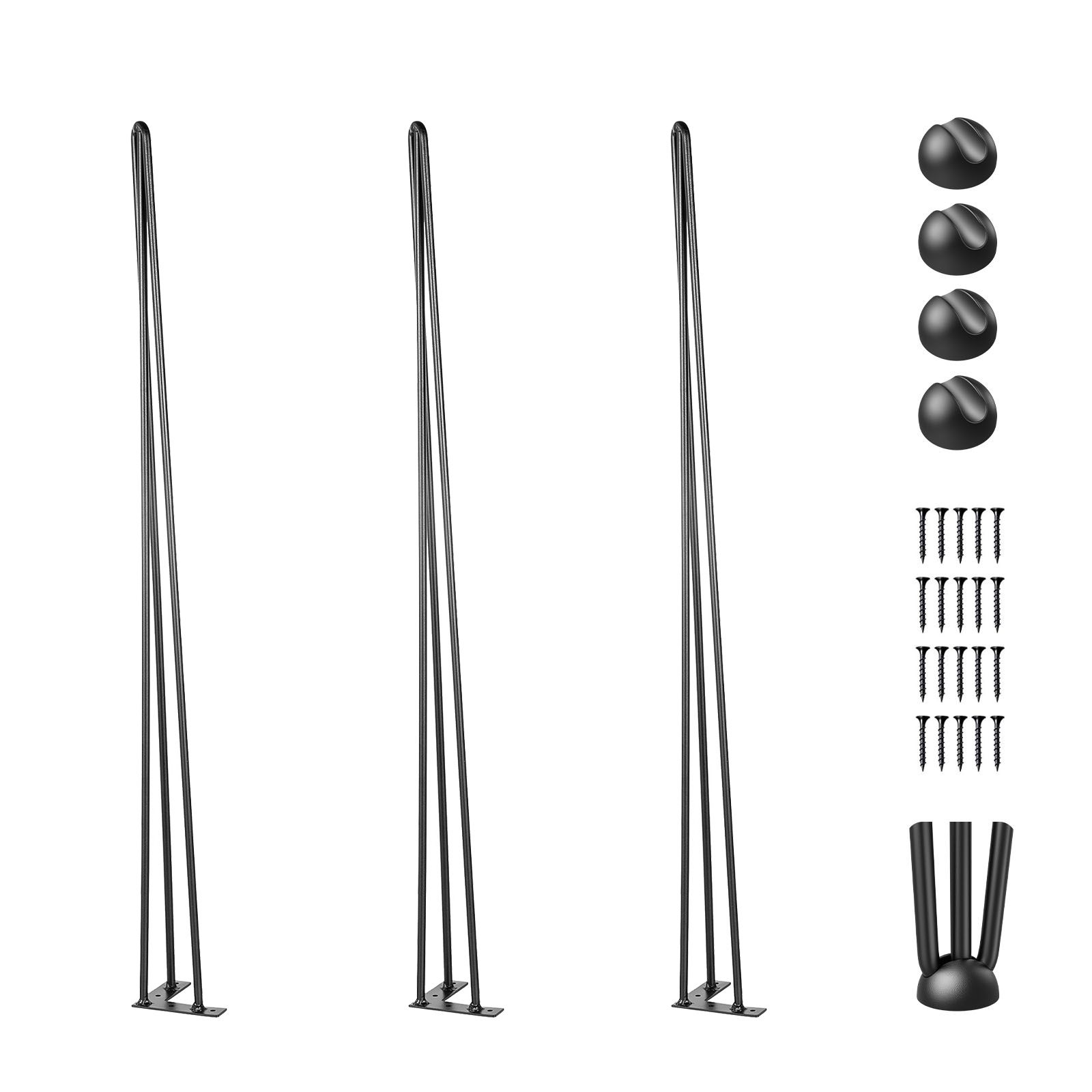 Schwarze Metalltischbeine 86,4 Cm, 4er-set, Tragkraft Je 99,8 Kg, 3 Kohlenstoffstahlstangen Für Schreibtisch, Bank, Esstisch.