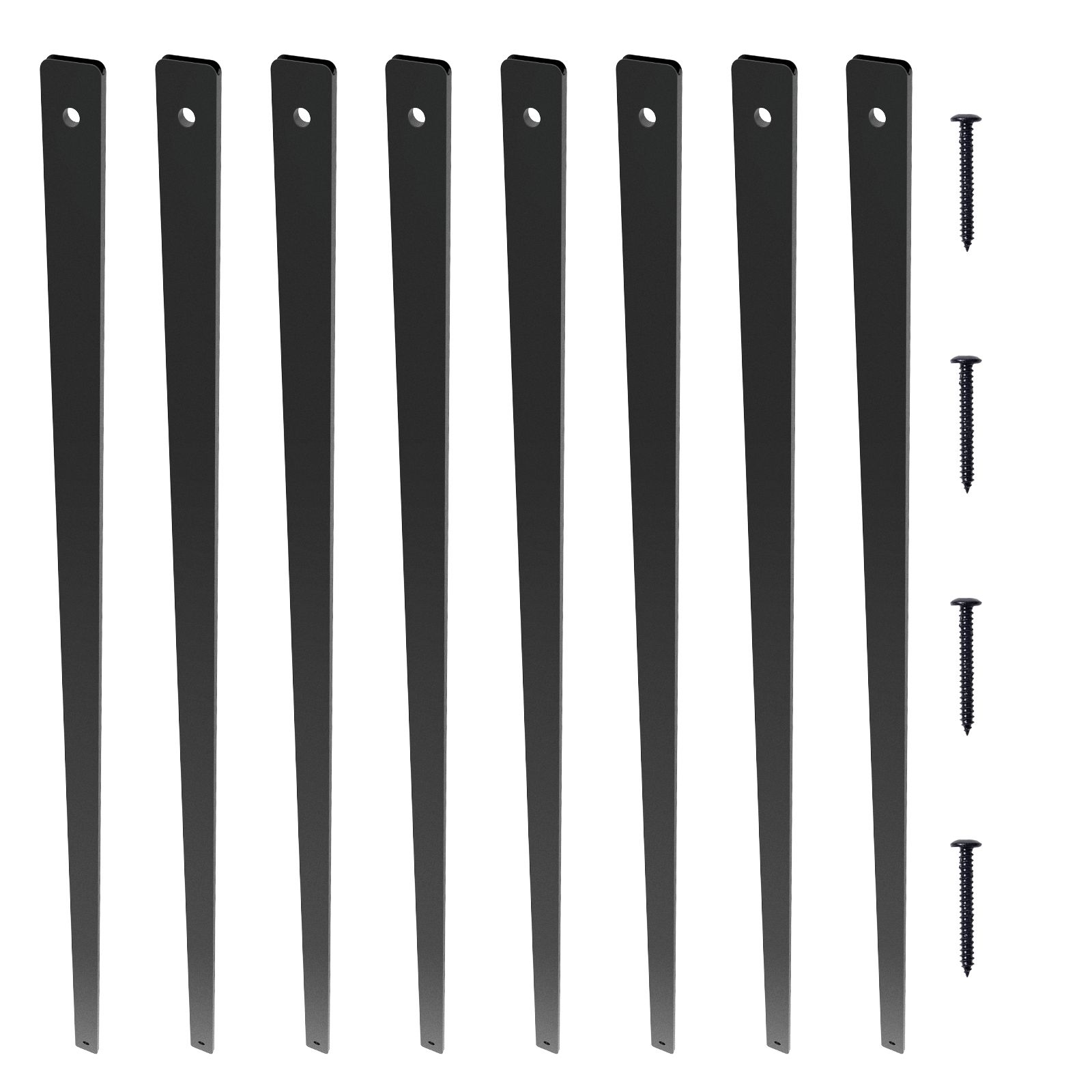 Treppengeländer Aus Aluminium, 82 Cm X 2,5 Cm X 0,5 Cm, Set Aus 51 Flachen Zierpfosten Mit Schrauben, Seidenmatte Schwarze Ausführung, Für Terrasse Und Veranda.