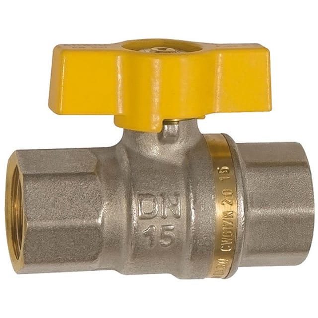 Kugelhahn DIN EN 331, DVGW, Messing vernickelt, Flügelgriff, I/I, Rp 1/2
