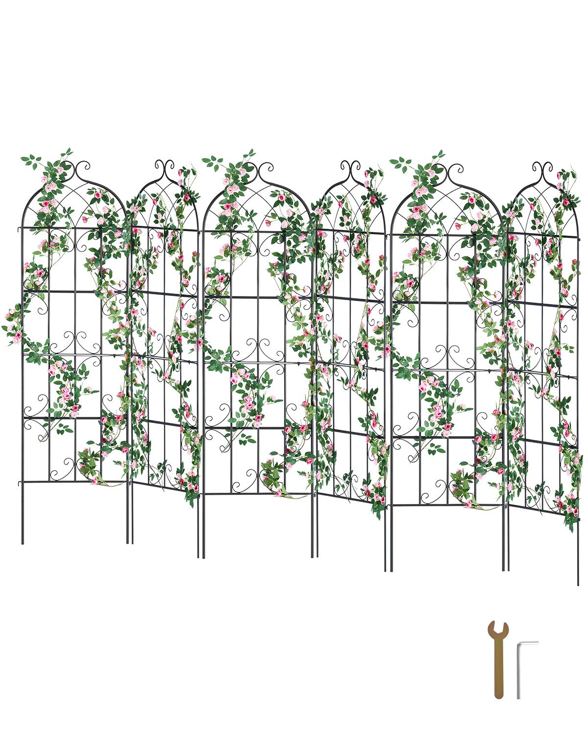 Rankgitter Für Kletterpflanzen, 71 X 20 Cm, 6er-set, Rostfreies Metall, Stütze Für Rosen, Gurken, Clematis, Dekorativ Für Höfe Und Rasenflächen