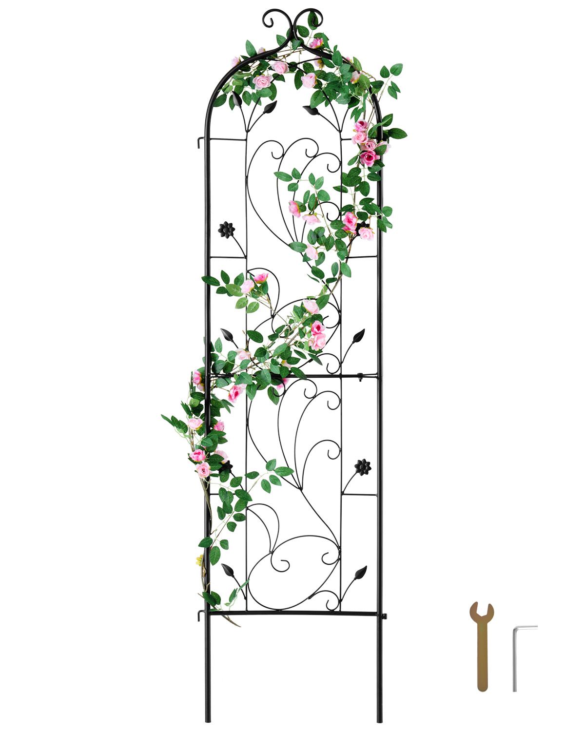 Gartenstativ Für Kletterpflanzen, 60 X 15 Cm, Rostfreies Metallgitter, Stütze Für Rosen, Gurken, Ideal Für Terrassen Und Rasenflächen