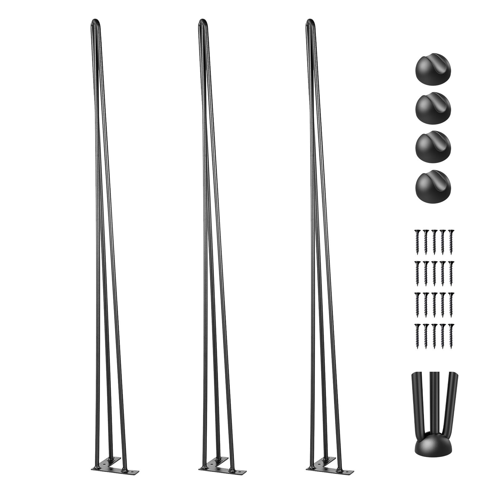 101,6 Cm Haarnadel-tischbeine, Schwarz, 4er-set, Tragkraft Je 99,8 Kg, Kohlenstoffstahl, Für Büro, Bank, Tisch, Stuhl, Heimwerkerprojekte.
