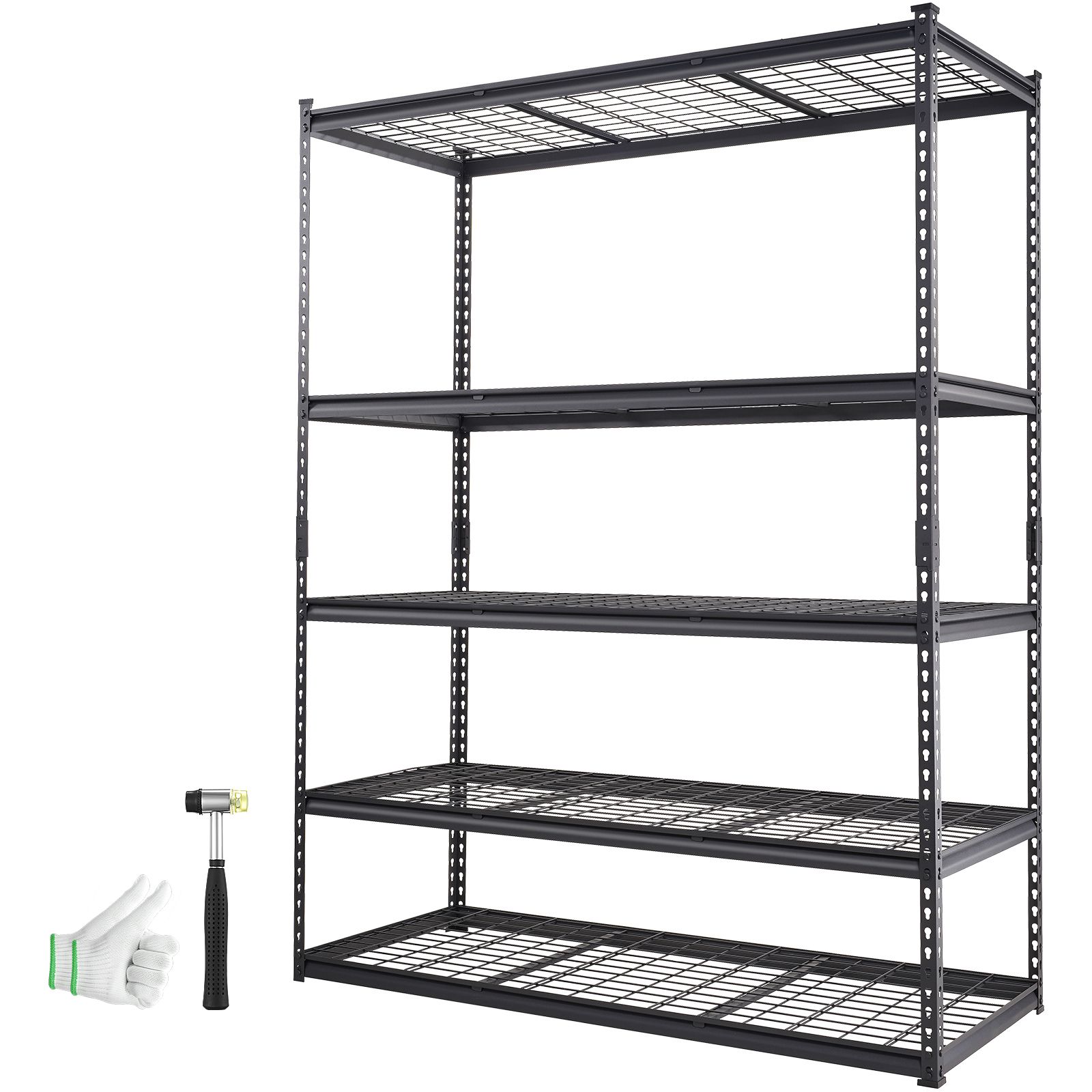 Verstellbares 5-stufiges Aufbewahrungsregal, Tragkraft 907 Kg, Robustes Metall, Schwarz, 152 X 61 X 198 Cm, Ideal Für Garage, Küche, Keller, Badezimmer, Waschküche.