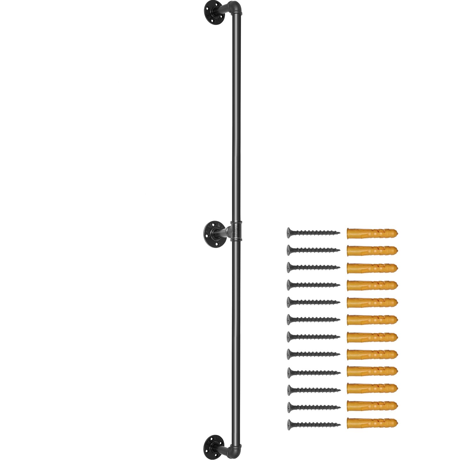 Treppengeländer Aus Stahlrohr, 213,4 Cm, Tragfähigkeit 199,6 Kg, Mit Wandhalterungen, Abgerundete Ecken, Für Den Industriellen Einsatz.