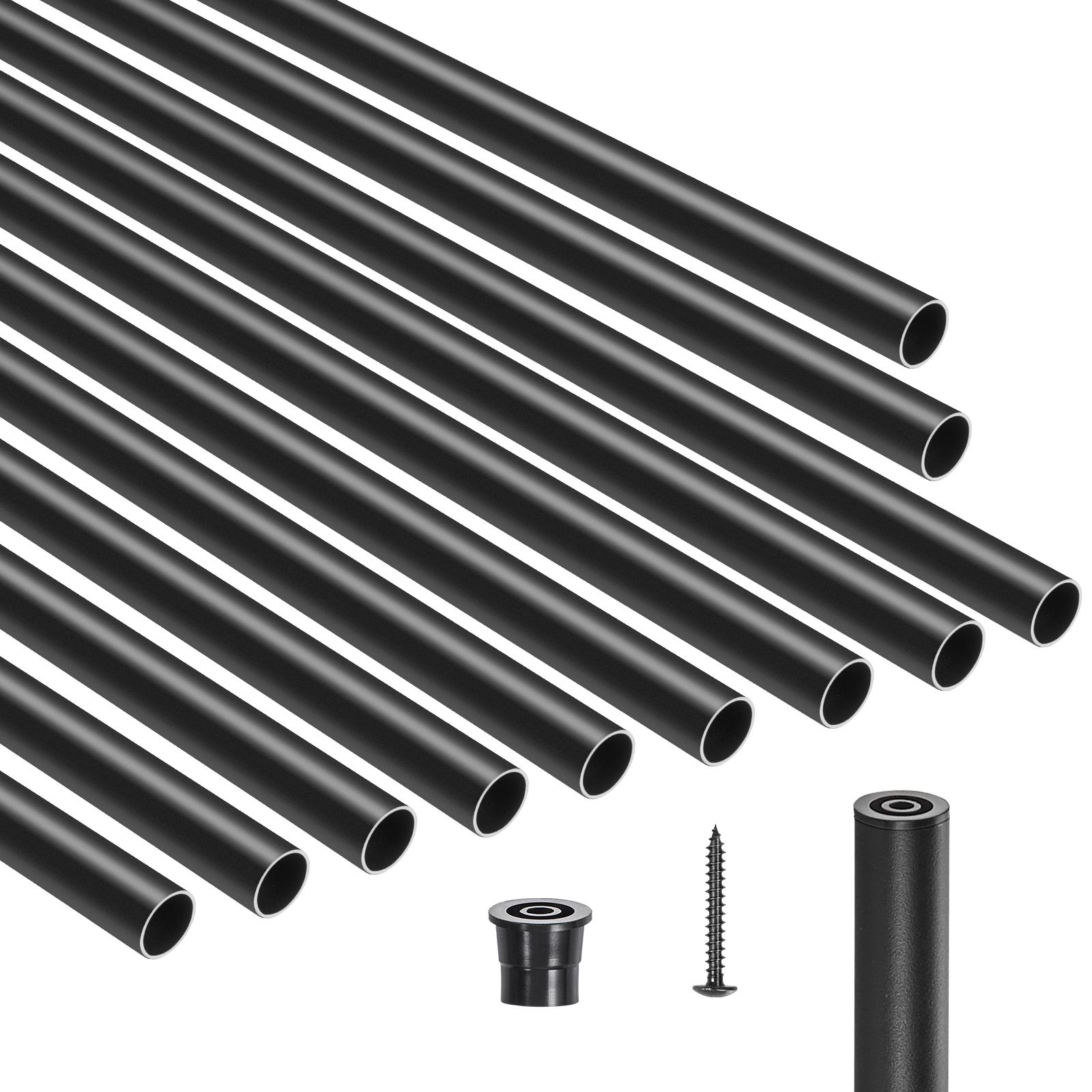 Treppengeländer Aus Aluminium, 51-teilig, 32 Zoll, Runde Wasserdichte Stifte, Mit Endkappen Und Schrauben, Mattschwarze Ausführung, Für Treppen, Veranden Und Terrassen.