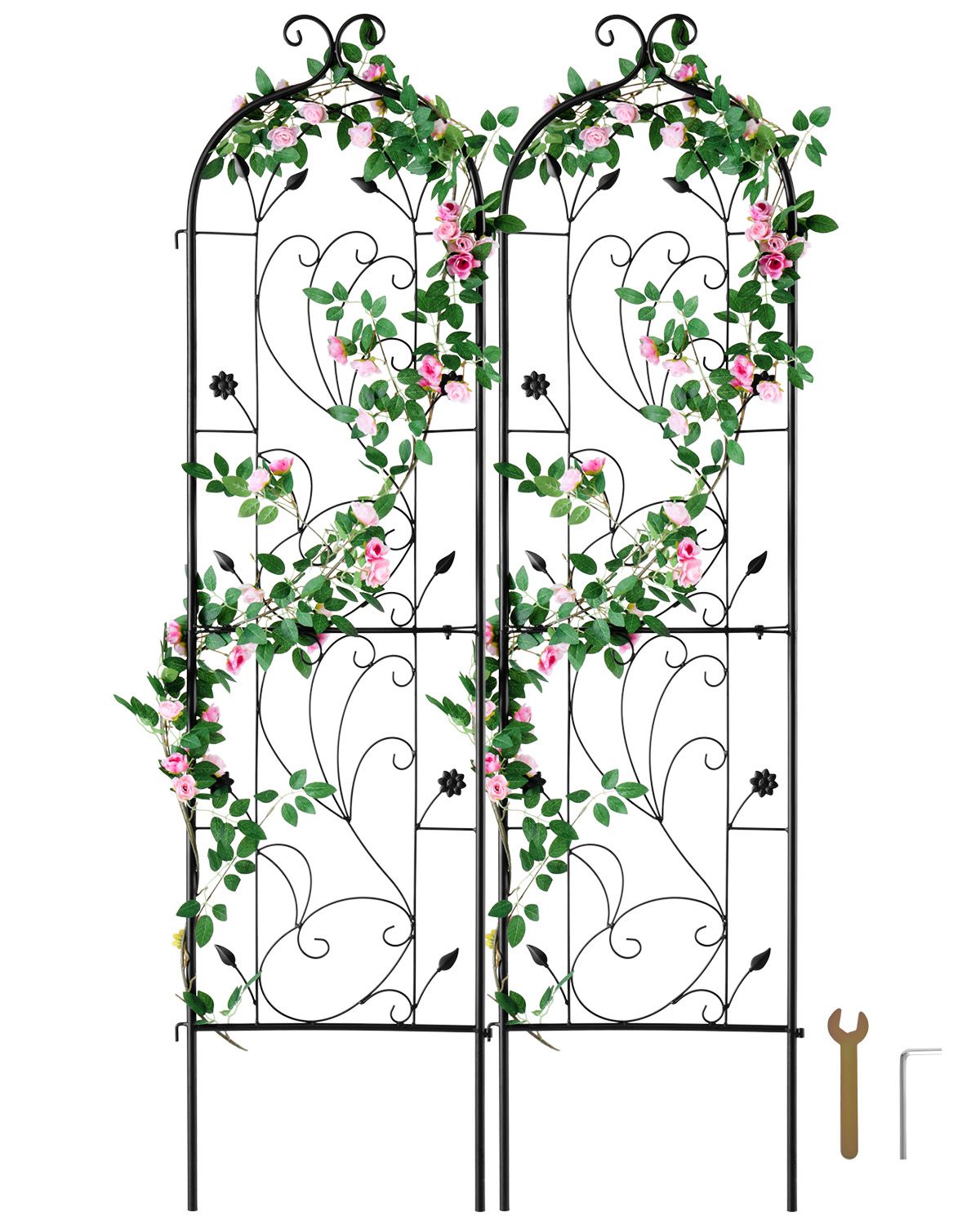 Gartenstativ Für Kletterpflanzen, 60 X 15 Cm, 2er-set, Rostfreies Metall-rankgitter, Stütze Für Rosen Und Gurken, Dekorativ Für Clematis, Ideal Für Terrassen Und Rasenflächen
