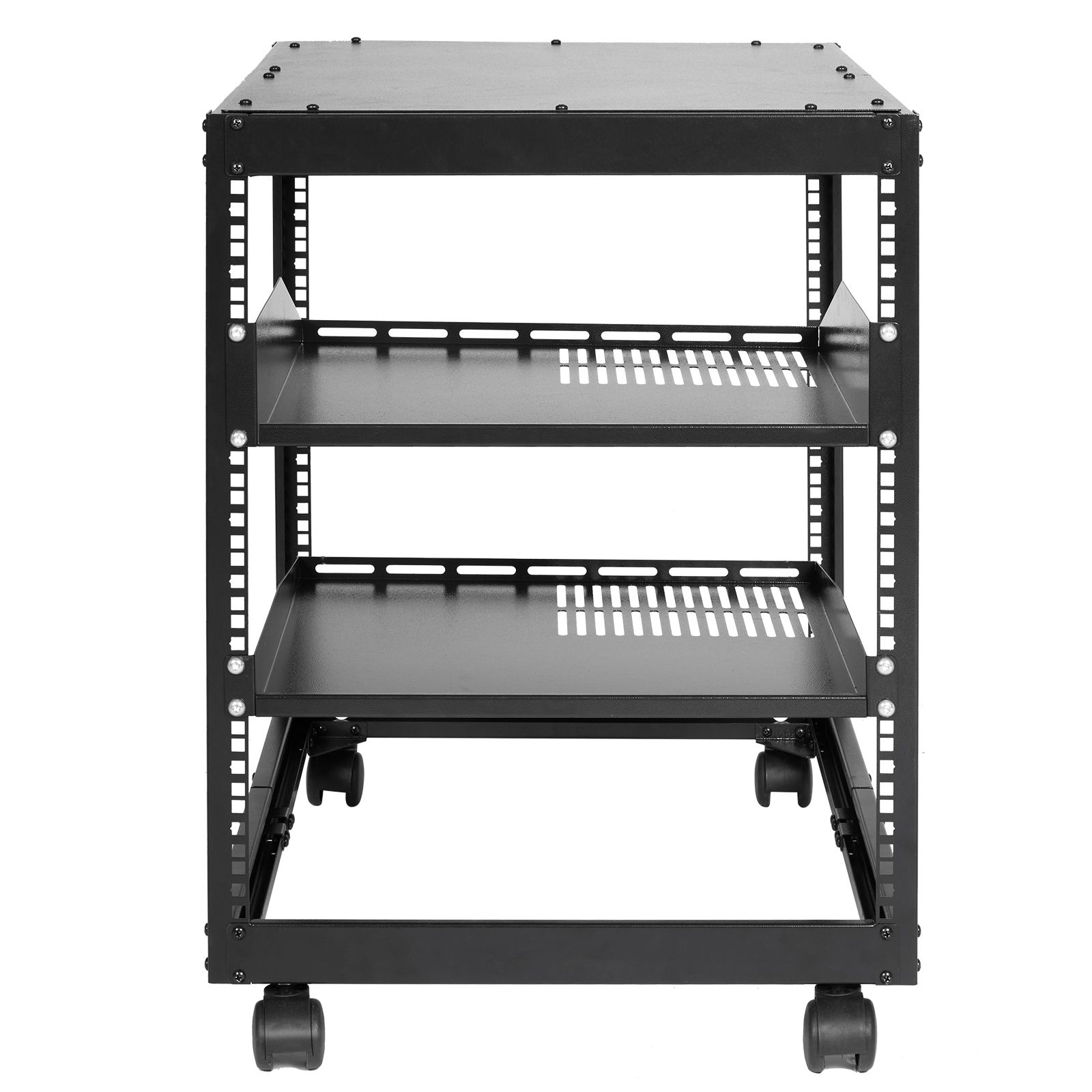 12u Offenes Rack-servergehäuse, Einstellbare Tiefe 58,5-101,6 Cm, Freistehend Oder Wandmontiert, 4 Ständer Mit Rollen, Für Netzwerk- Und Av-geräte.
