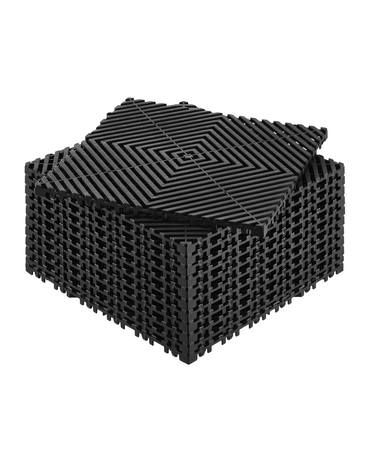 12x12-zoll-drainagematte Mit Klicksystem, 12-teilig, Rutschfest, Schwarzes Pp, Für Garage, Garten, Küche Und Außenbereich