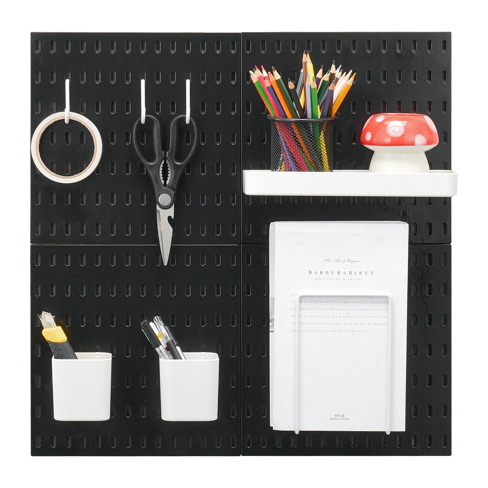 11x11" Lochwand-kombinationsset, 4 Kunststoffpaneele Mit Zubehör, Wandaufbewahrung Für Garage, Küche, Büro, Wohnzimmer, Werkstatt, Schwarz