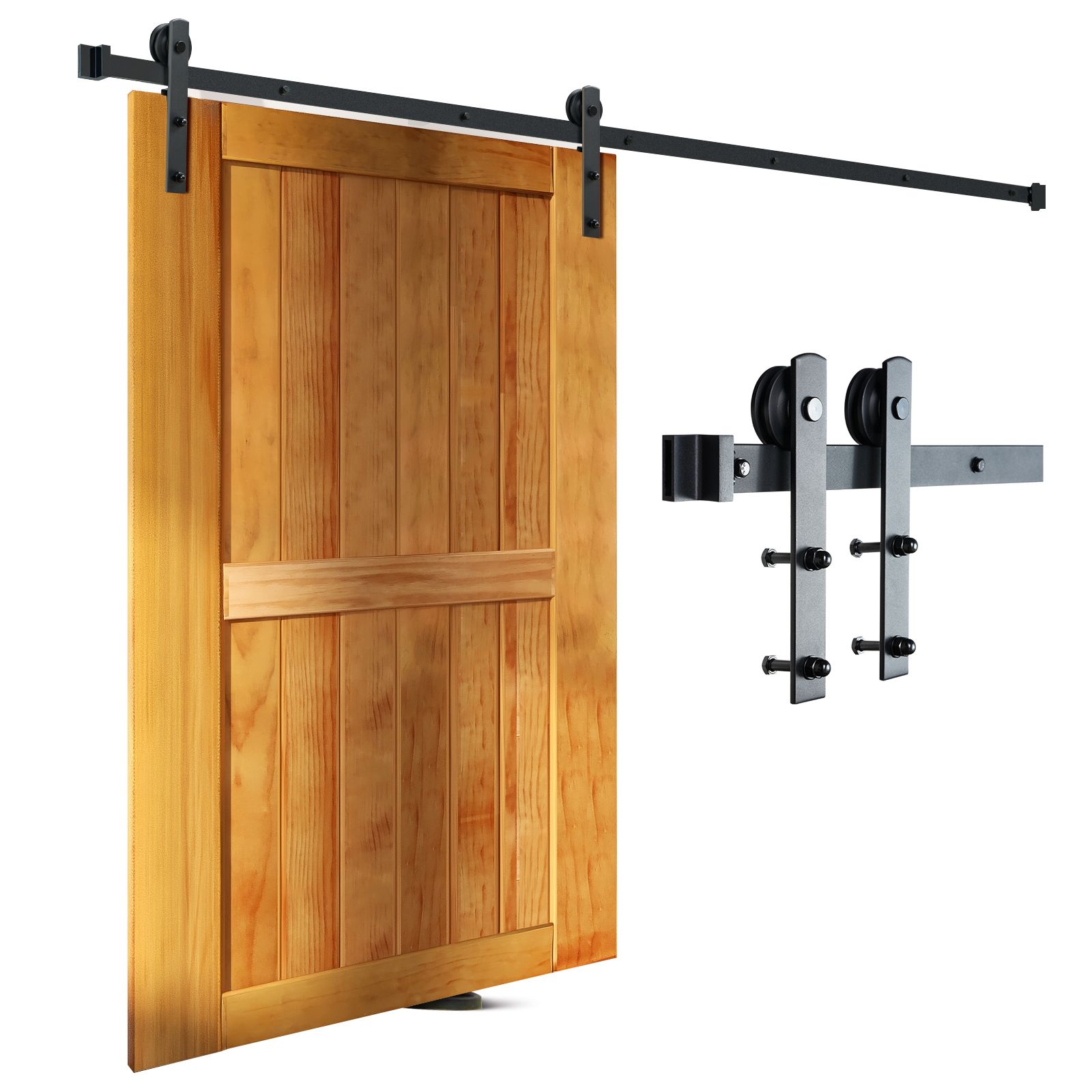 Schiebetürstangen-set Für Scheunentore, 243,8 Cm, Max. Traglast 149,7 Kg, Robuste Einzeltürschiene, Passend Für Paneele Mit Einer Breite Von 112,8-131,1 Cm Und Einer Dicke Von 3,3-4,6 Cm, Mit Geräusch