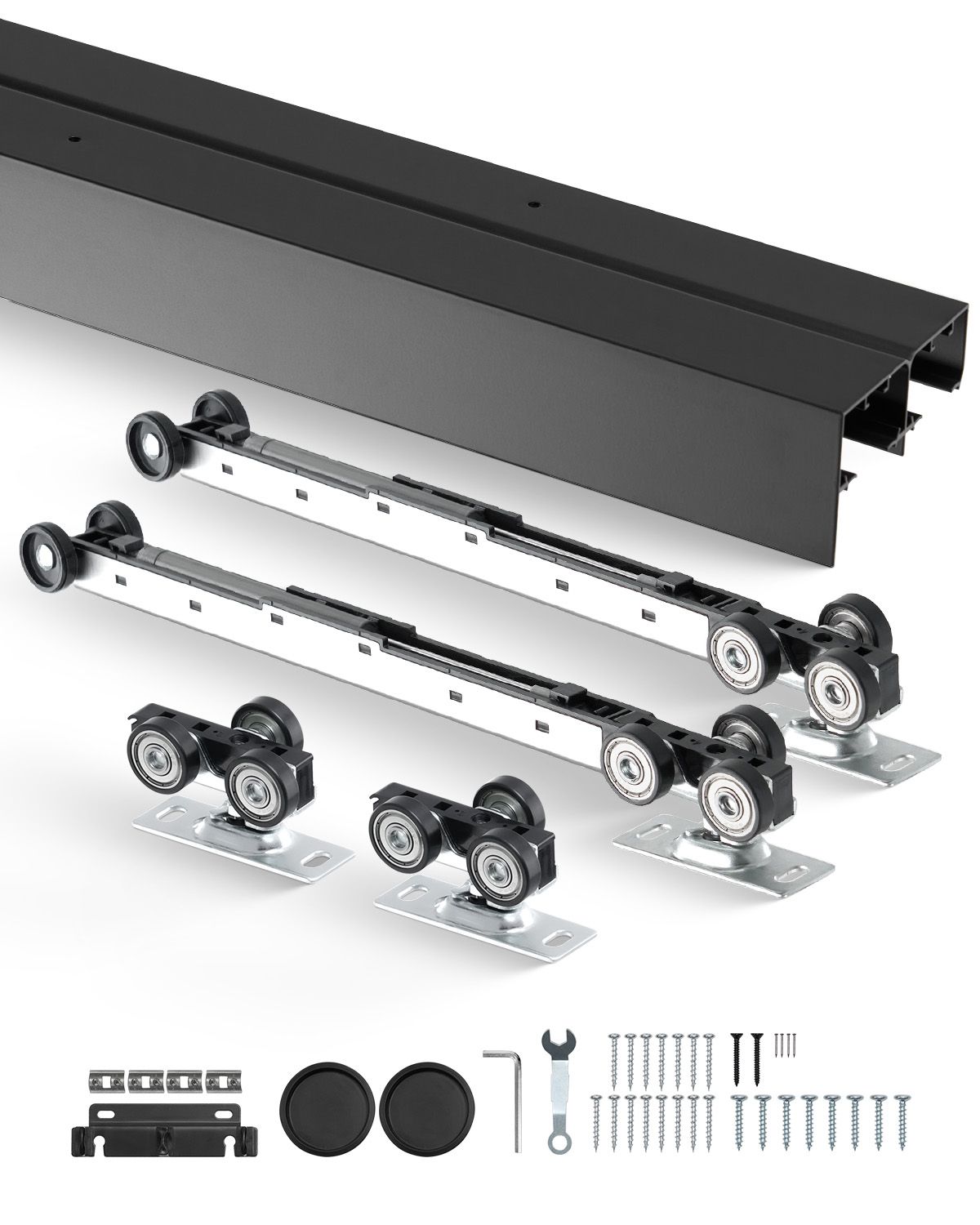 2,4 M Langer Schiebetürbeschlag Aus Robustem Aluminium Mit Integrierten Griffen, Für Türen Mit Einer Stärke Von 35–45 Mm