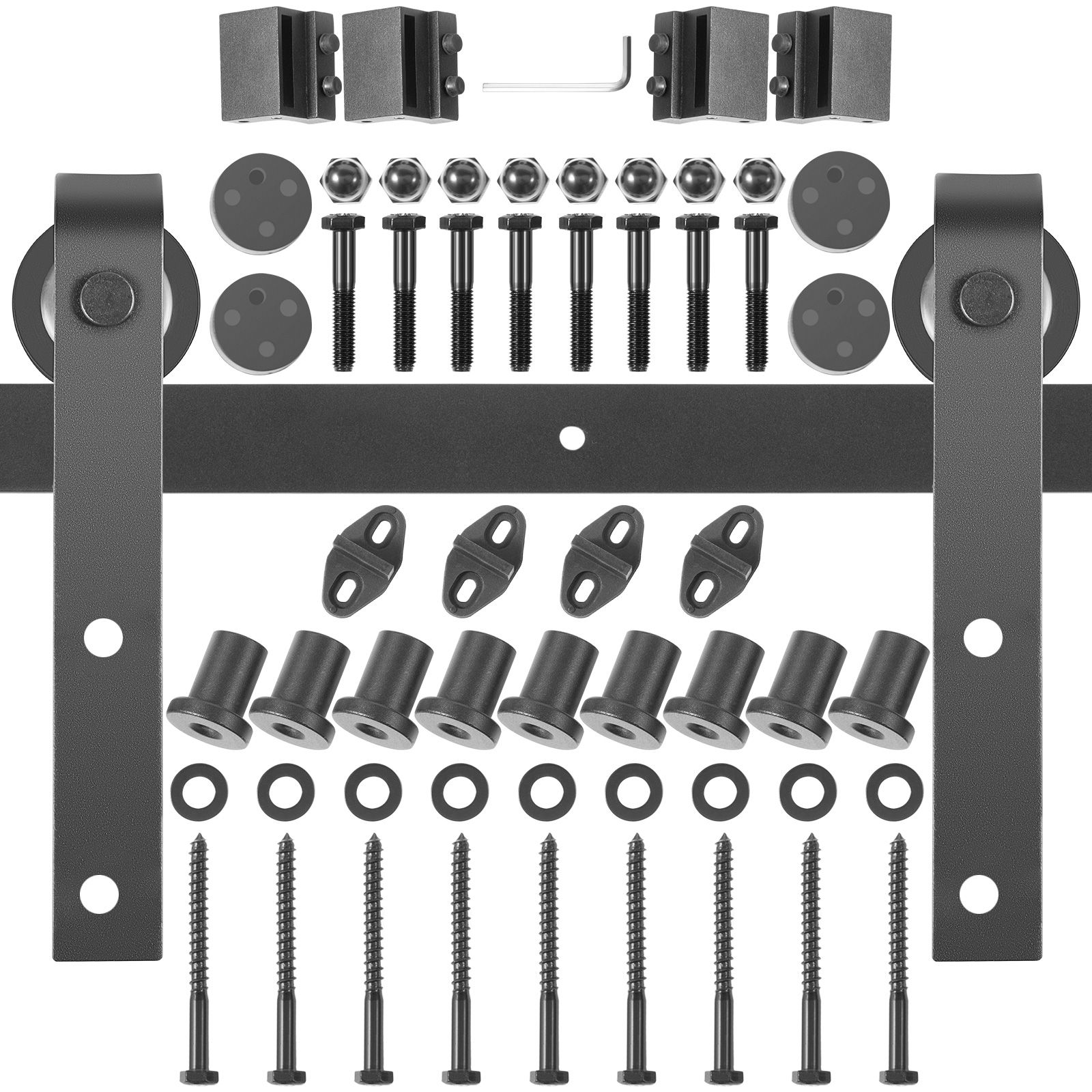 Schiebetür-gleitsystem Für Scheunentore, 365,8 Cm, Tragfähigkeit 149,7 Kg, Kohlenstoffstahl, Für Paneele Mit Einer Dicke Von 4,0-4,5 Cm Und Einer Breite Von 182,9 Cm.