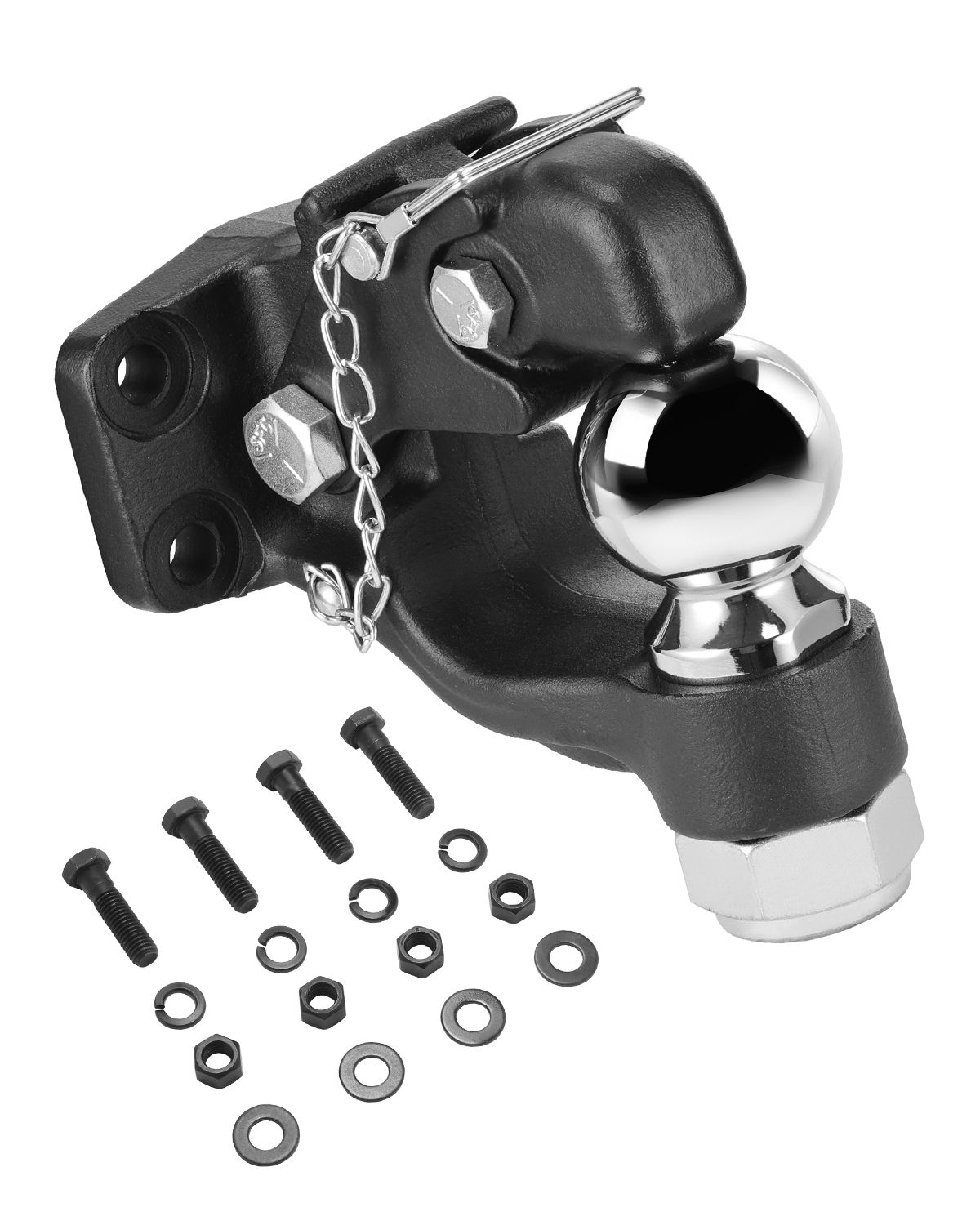 Drehbare Anhängerkupplung, 13.600 Kg Anhängelast, Kombination Aus Anhängerkupplung Und Kugelkopf (58,7 Mm), Kompatibel Mit 63,5–76,2 Mm Zugring, Montagesatz Inklusive, Schwarz Pulverbeschichtet, Versc