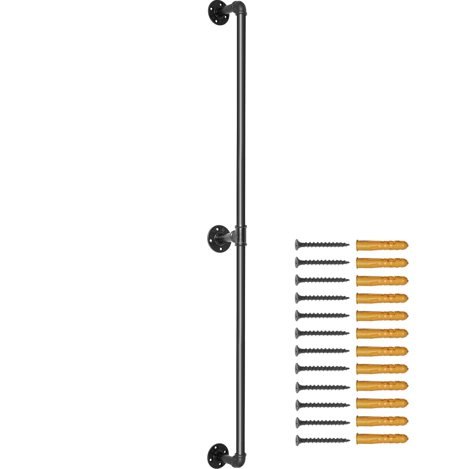 Treppengeländer Aus Stahlrohr, 121,9 Cm, Tragfähigkeit 199,6 Kg, Mit Wandhalterungen, Abgerundete Ecken.
