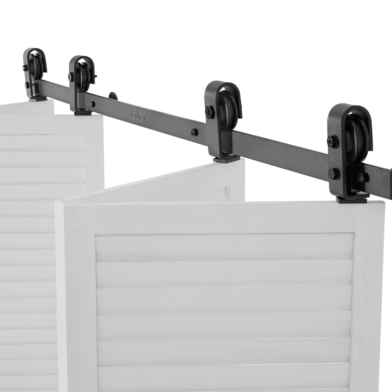 Schiebetürschienen-set Für Doppelflügeltüren, 76 Zoll, Deckenmontage, Leichtgängiges Und Geräuschloses Gleiten, Erhöhte Robustheit, Einfache Installation, Kompatibel Mit 4 X 18 Zoll Schranktüren (nich