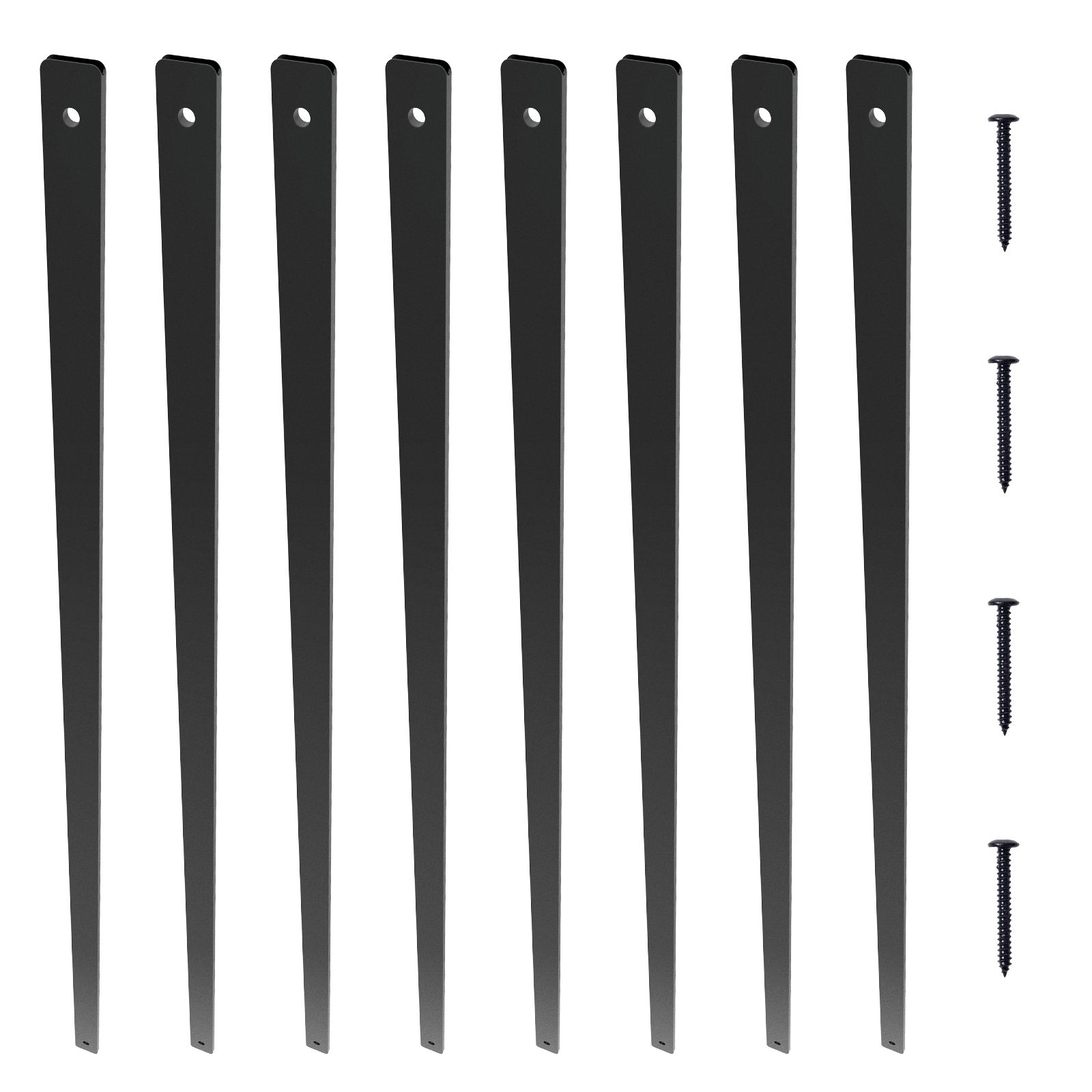 Metalltreppengeländer, 29,5'' X 1'', Flache Aluminiumlegierungsstifte, 51er-packung Mit Schrauben, Seidenmatte Schwarze Oberfläche, Für Terrasse Und Veranda.