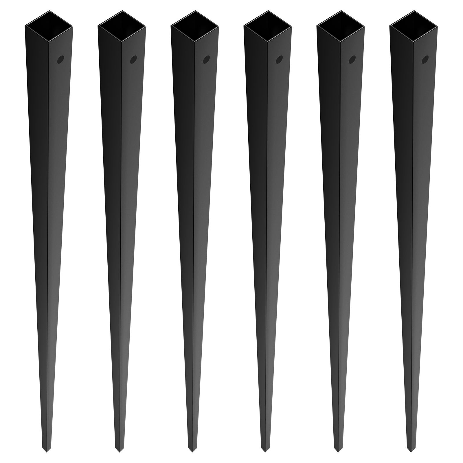 Treppengeländer Aus Metall, 44'' X 0,5'', Set Aus 11 Aluminiumpfosten, Seidenmatte Schwarze Oberfläche, Schrauben Inklusive.