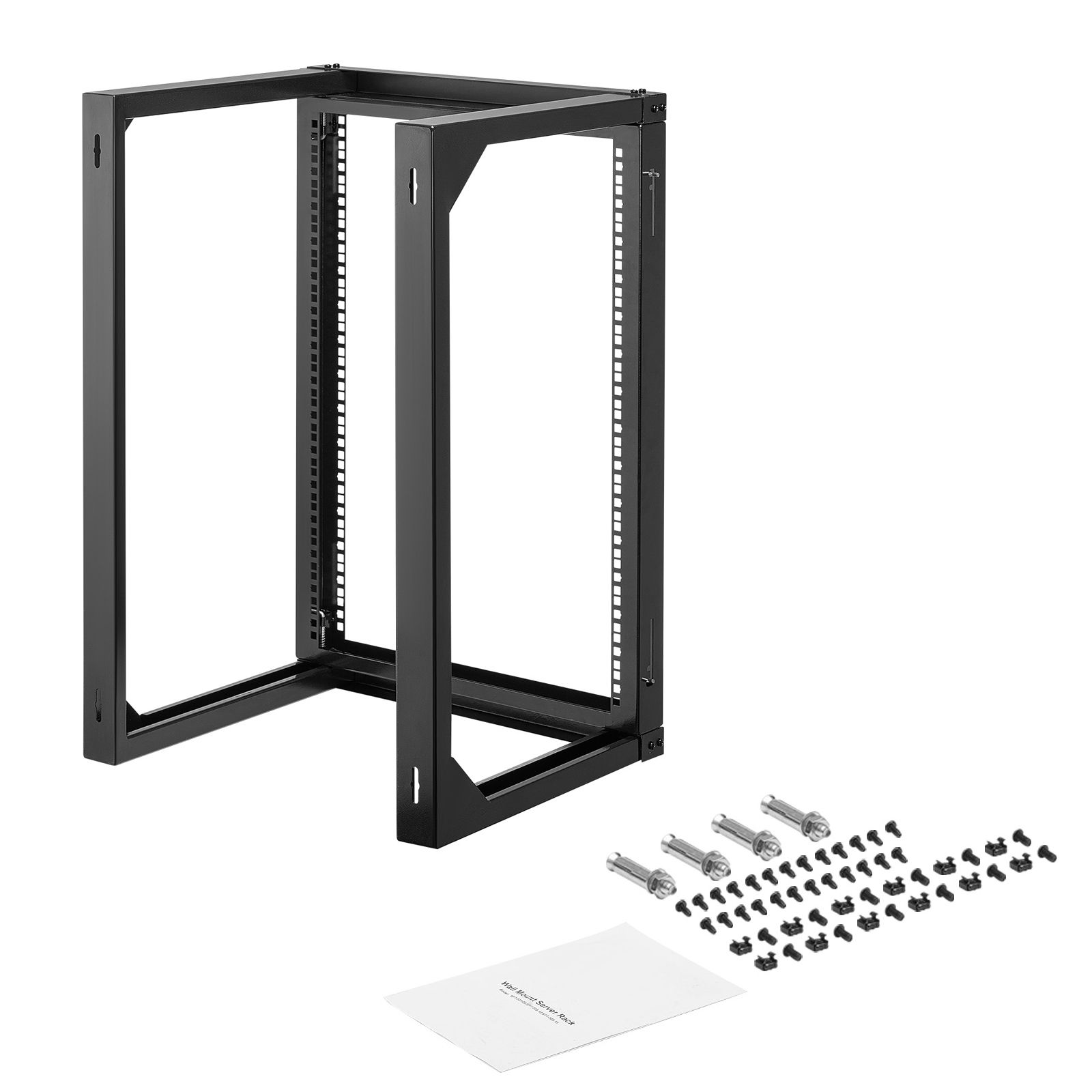 15u Wandhalterung Für Server, Maximale Tragfähigkeit 68,04 Kg, Offenes Rack Mit 180° Schwenkbarer Tür, Kohlenstoffstahl, Ideal Für It- Und Av-geräte, Schwarz.