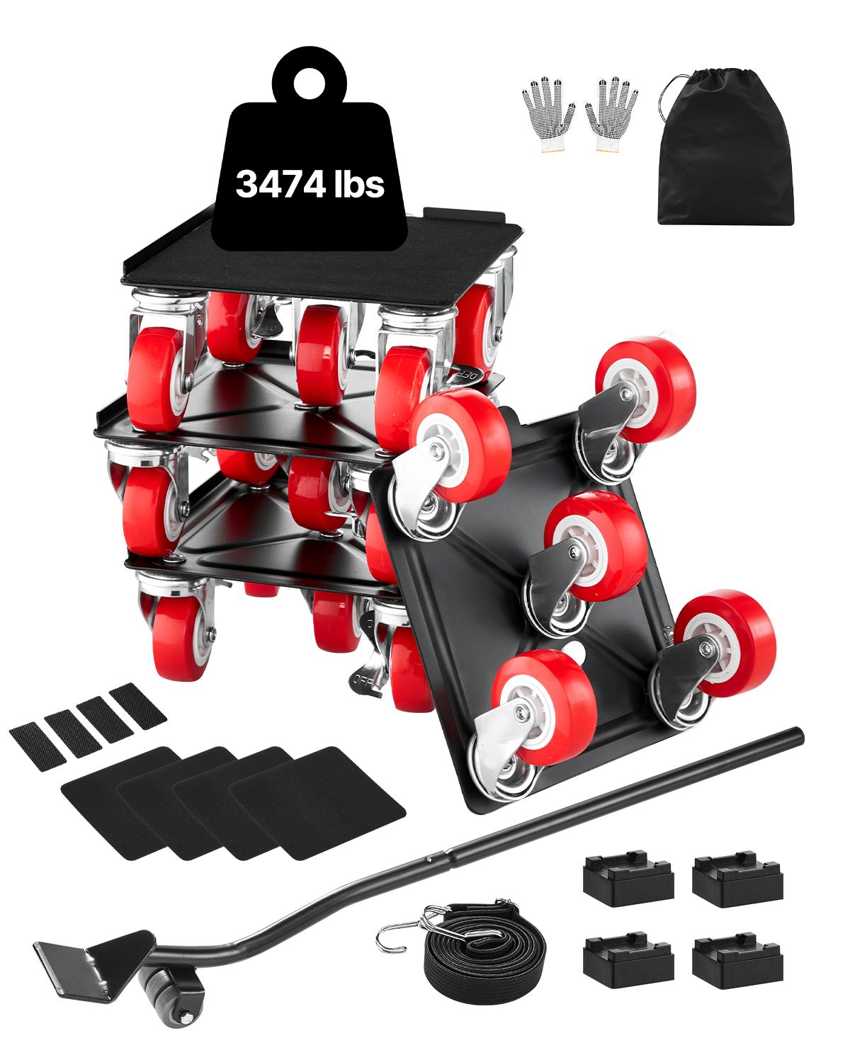 Möbelroller, Maximale Traglast 1575 Kg, 360°-schwenkräder, Kohlenstoffstahl, Hebevorrichtung Für Sofa, Kühlschrank, Waschmaschine.