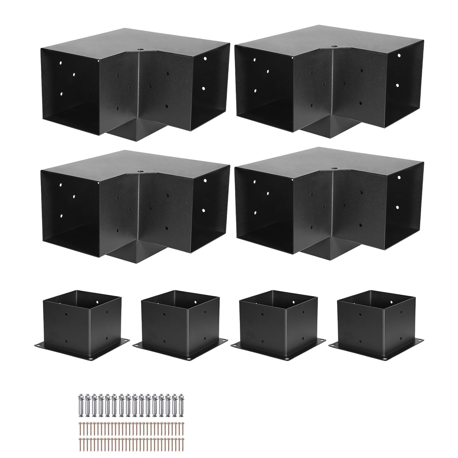 Pergola-befestigungsset, 4-teilig, 6x6 Zoll (142x142 Mm Innenmaß), Robuste 3-wege-befestigungen, Einfache Montage Für Holzbalken, Unterstände, Terrassen, Ferienhäuser