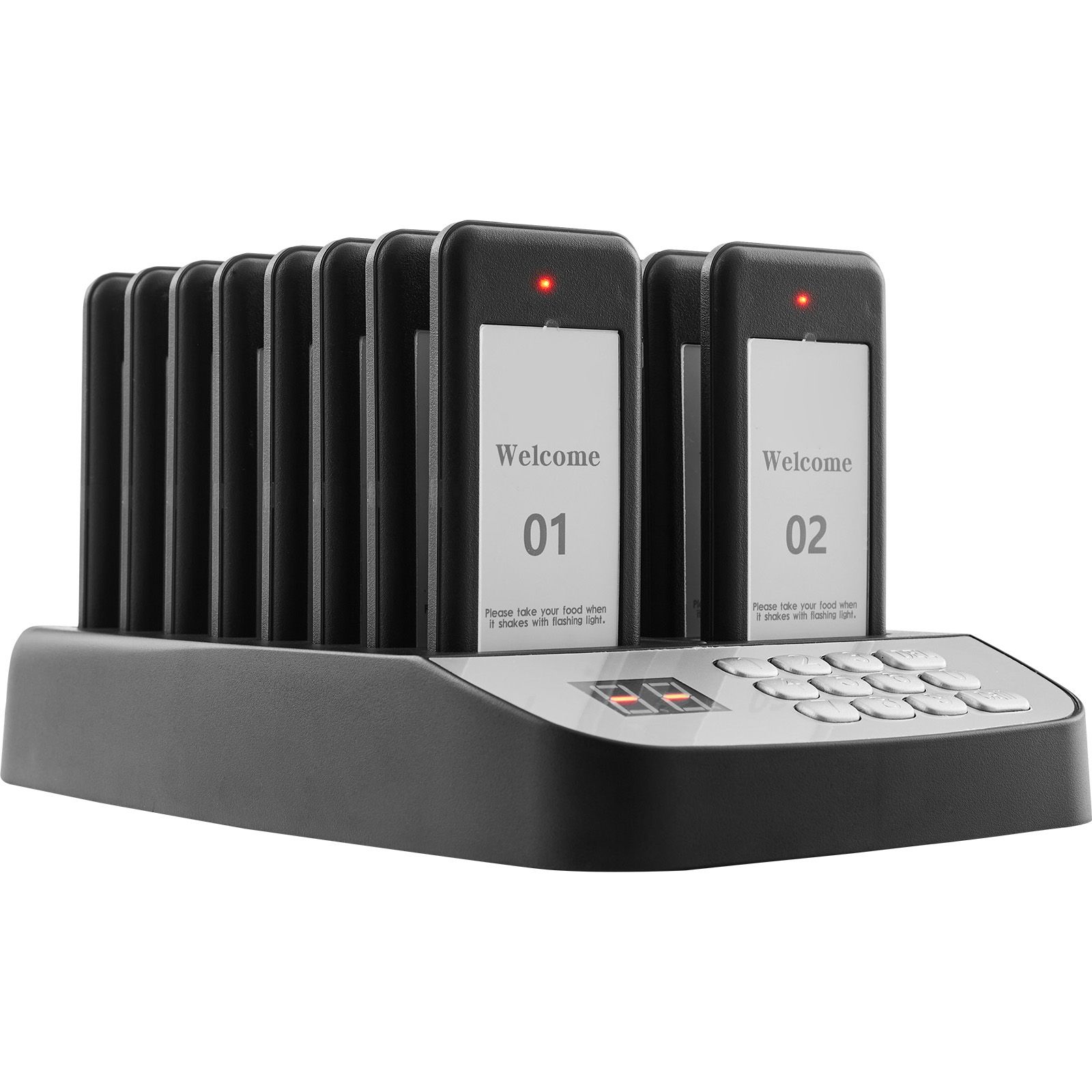 Drahtloses Kundenrufsystem 500m, 16 Pager Mit Vibration Und Blitz, Für Restaurant, Imbisswagen, Kirche, Kindertagesstätte, Krankenhaus.
