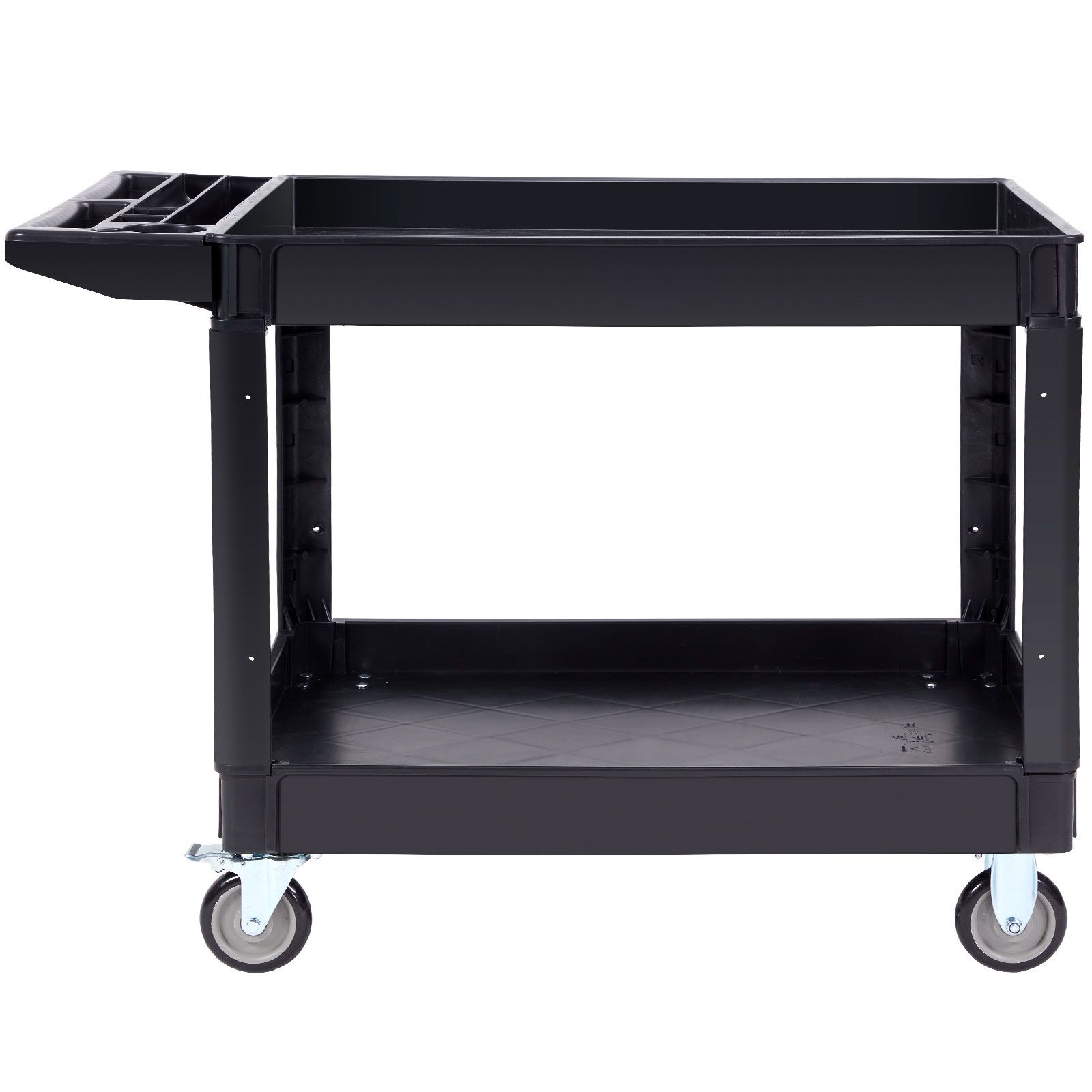 Servierwagen, 2 Ablagen, 249,5 Kg, Robuster Kunststoff, 360° Schwenkbare Rollen (2 Mit Bremsen), Ablage Mit Erhöhtem Rand, Ergonomischer Griff, Für Lager/garage/reinigung.