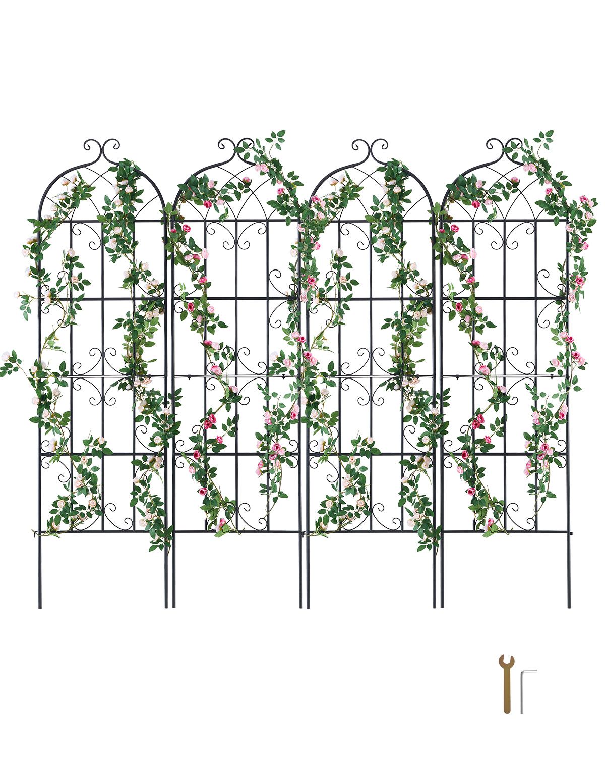 Metall-rankgitter Für Kletterpflanzen, 71 X 20 Cm, 4er-set, Rostfrei, Stütze Für Rosen, Gurken Und Clematis, Ideal Für Gärten Und Rasenflächen