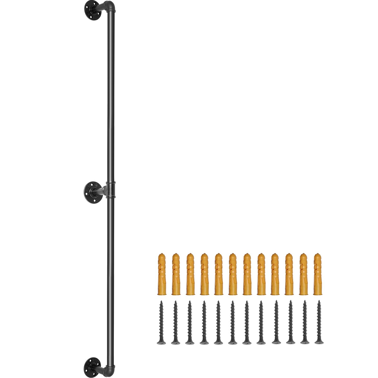 Treppengeländer Aus Stahlrohr, 182,9 Cm, Tragfähigkeit 199,6 Kg, Mit Wandhalterungen, Abgerundete Ecken Für Industriegeländer.