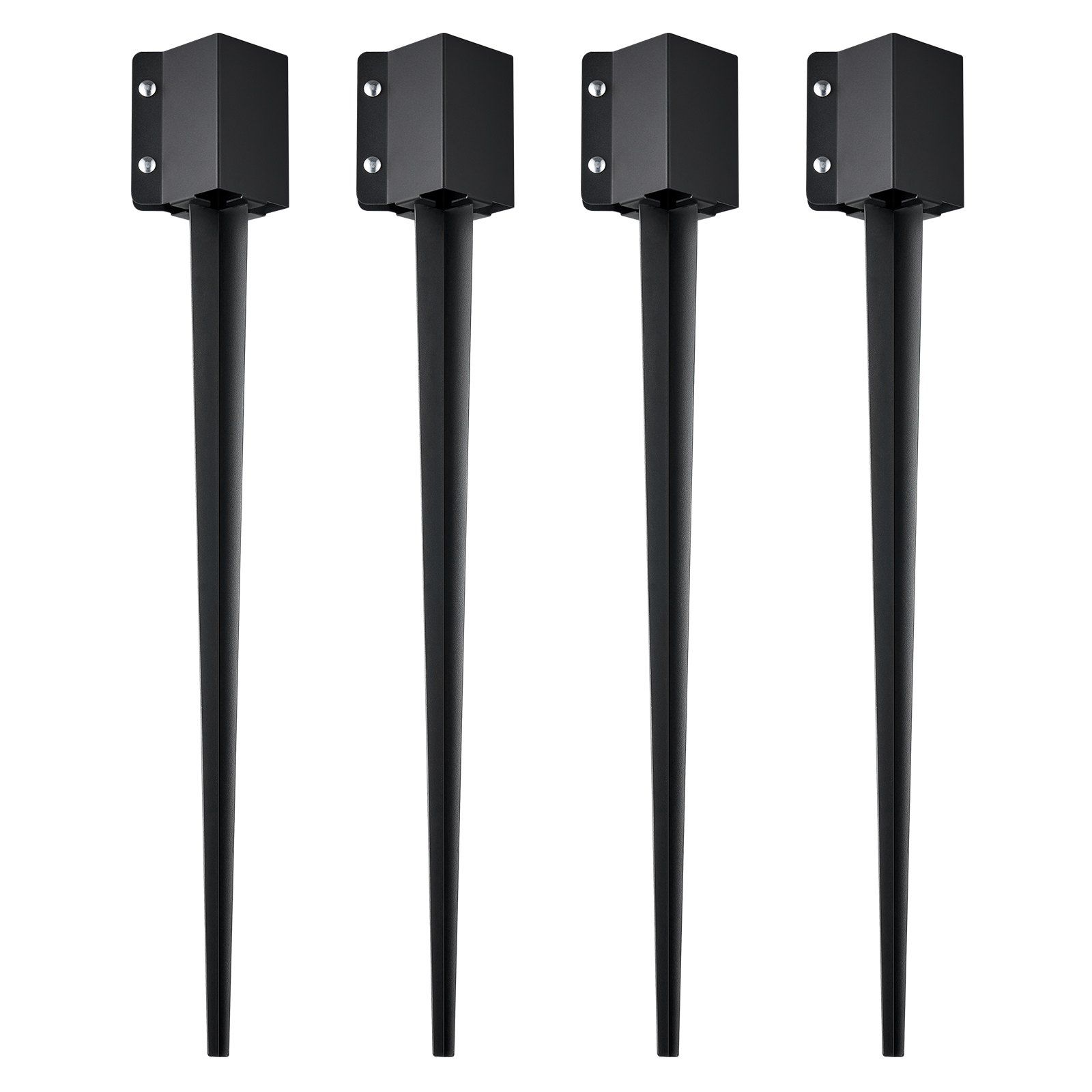 Einfahr-zaunpfosten, 4er-set, 36 X 4 X 4 Cm (innendurchmesser 3,5 X 3,5 Cm), Schwarz Pulverbeschichtetes Metall, Für Briefkasten, Terrasse, Garten, Geländer.