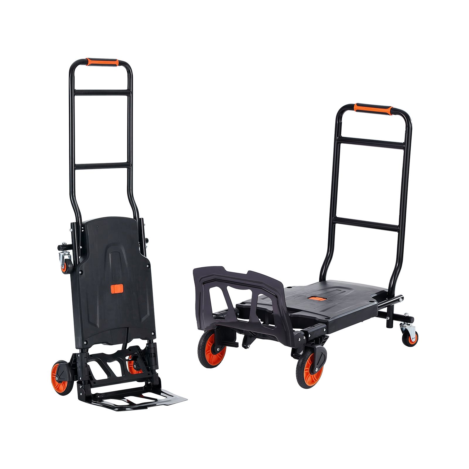 Handhubwagen Aus Aluminium, 2-in-1, Tragfähigkeit 136 Kg, Robust, Industrietauglich, Umbaubar Und Faltbar, Lässt Sich In Einen Plattformwagen Verwandeln, Gummiräder.