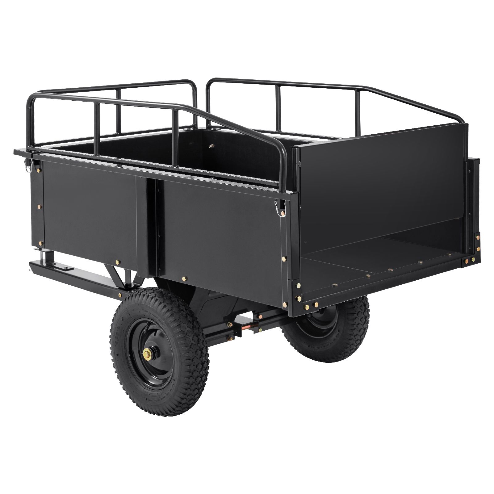 Gartenanhänger Aus Stahl, 340 Kg, 0,43 M³, Kippbar, Mit Abnehmbaren Seitenwänden Für Rasentraktoren.