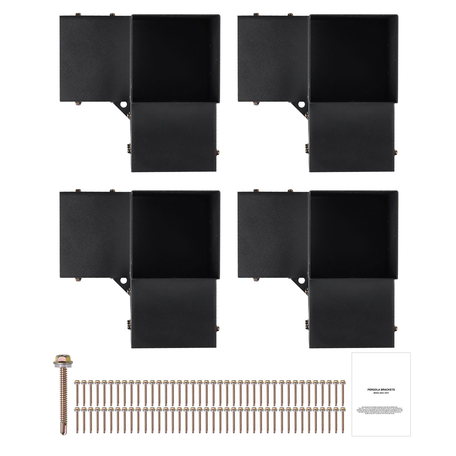 6" X 6" Pergola-stütze (5,6" X 5,6" Innenmaße), 4 Verstärkte Stahl-3-wege-halterungen, Holzpfostenbefestigung Für Gartenhaus, Terrasse, Blockhütte – Einfache Montage