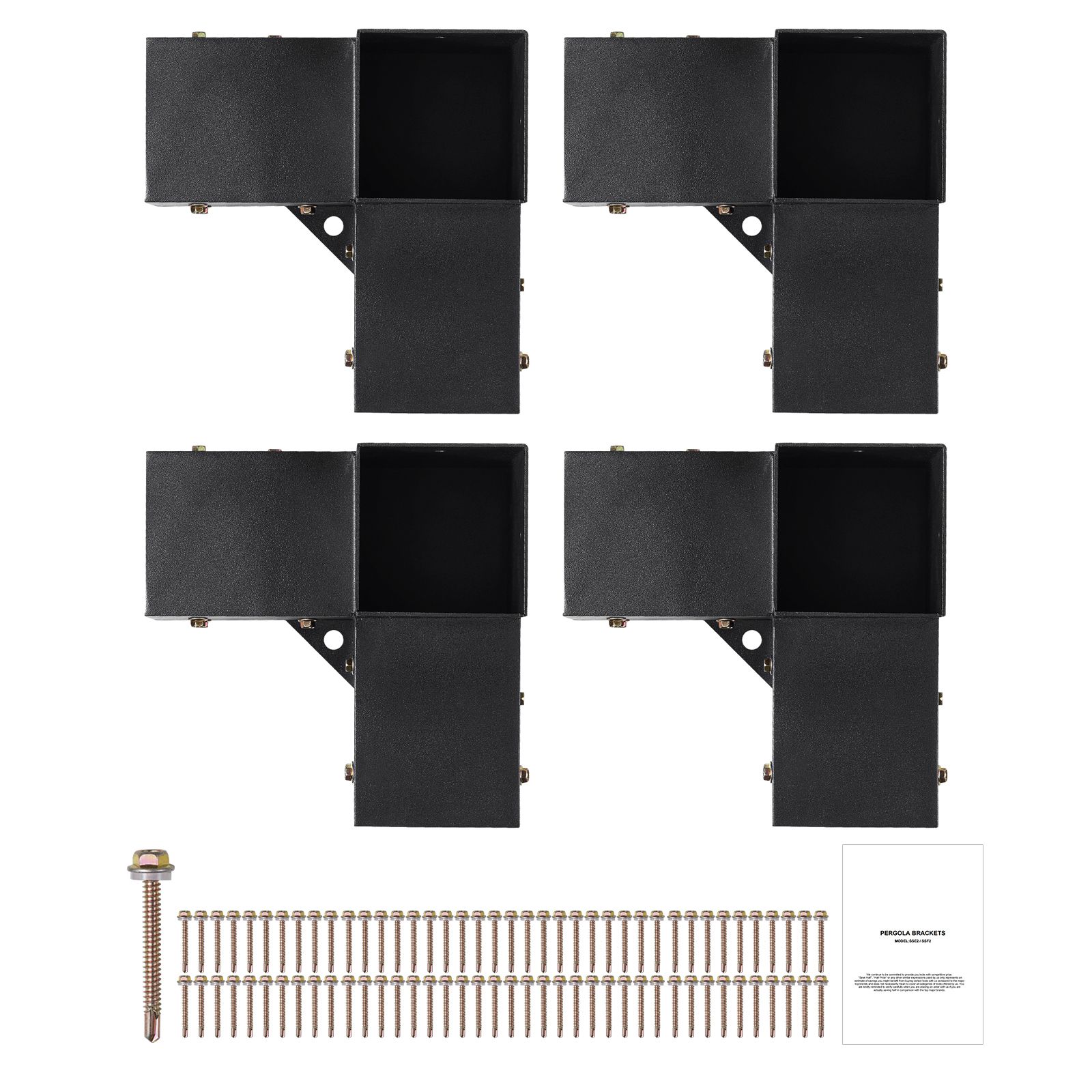 Pergola-stütze 10,2 X 10,2 Cm, Innenmaß 9,1 X 9,1 Cm, 4 Stück, Verstärkter 3-wege-winkelverbinder, Befestigungsmittel Für Holz, Terrassen, Blockhäuser, Außenbereich