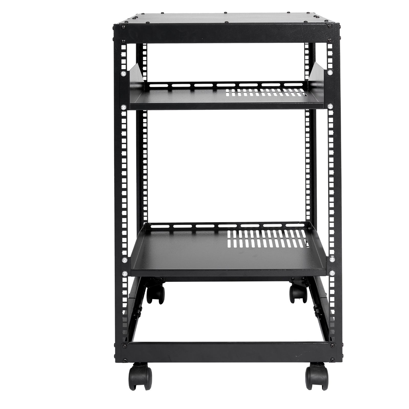 Offenes 15u-serverrack, Einstellbare Tiefe 58,5-101,6 Cm, Freistehend Oder Wandmontiert, 4 Ständer Mit Rollen.