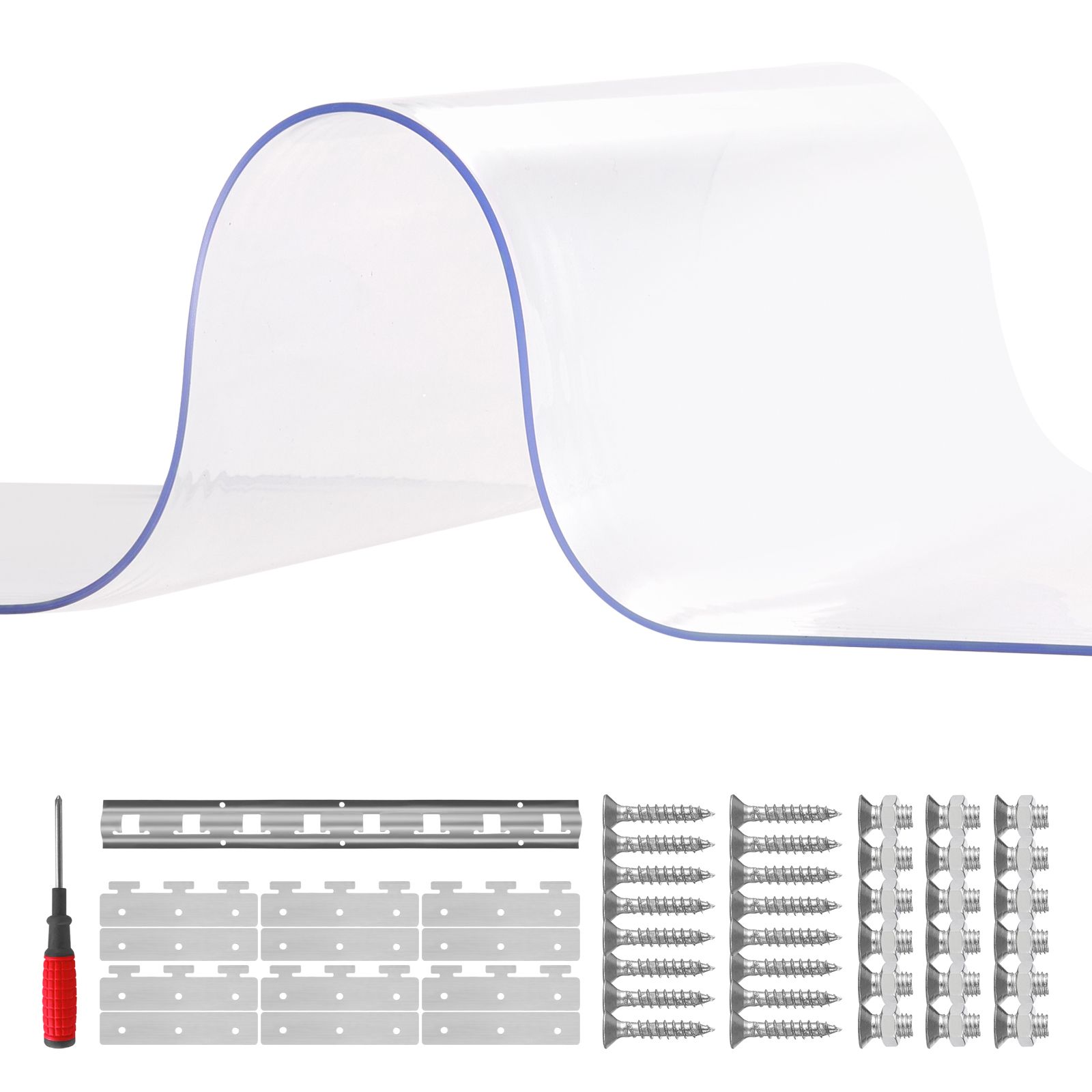 Transparenter Pvc-streifenvorhang, 2,1 M Hoch X 0,96 M Breit X 2 Mm Dick, 6 Stück, Für Kühlräume, Lagerhallen, Garagen, Wasserdicht Und Glatt