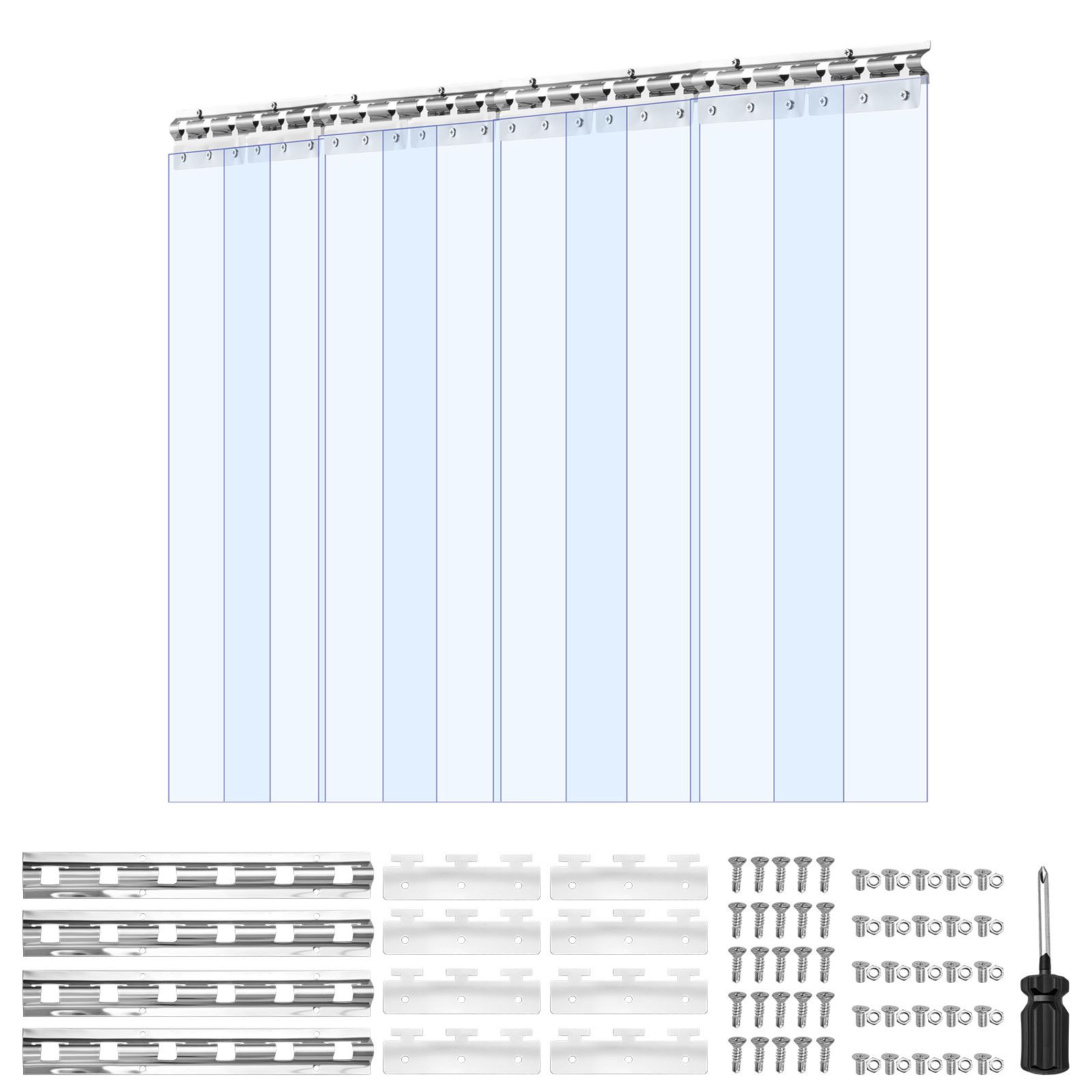 Transparenter Pvc-streifenvorhang, 2,1 M Hoch X 1,2 M Breit X 2 Mm Dick, 8 Stück, Wärmedämmung Für Lagerhallen, Kühlhäuser Und Garagentore