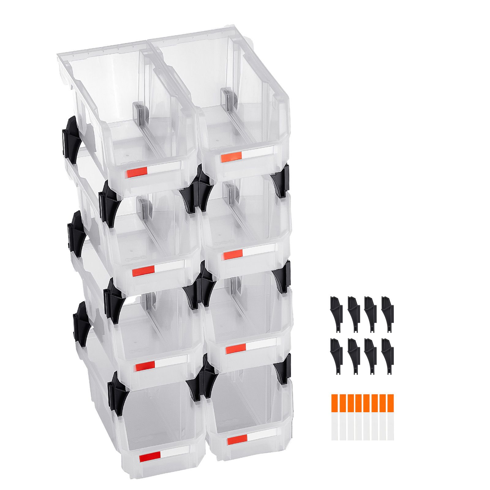 Stapelbare Aufbewahrungsboxen Aus Kunststoff, 27,6 X 14 X 13 Cm (8er-set), Transparent, Für Büro, Garage, Kleiderschrank Und Kleine Räume.