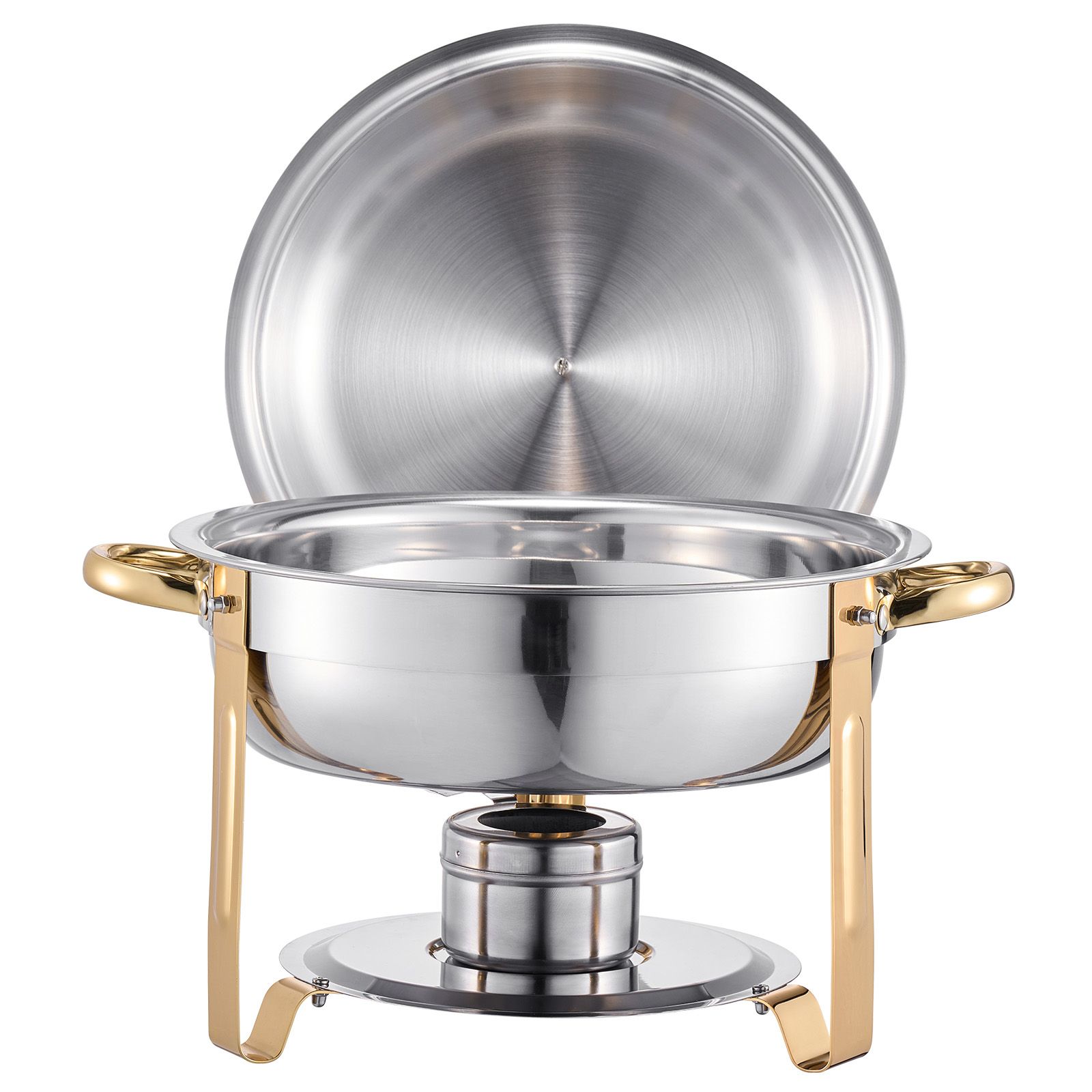 5-quart-buffet-chafing-dish-set (4-teilig), Edelstahl, Bestehend Aus 4 Kompletten Schüsseln, Deckel, Wasserschale, Klappständer Und Zange, Für Hochzeiten, Empfänge Und Bankette, Gold