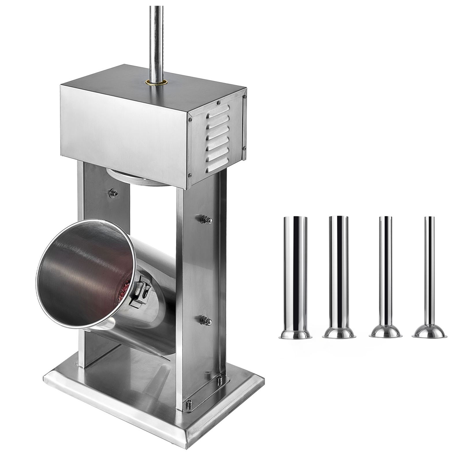 Elektrische Wurstfüllmaschine, 12 L, Edelstahl, Variable Geschwindigkeit, Fußpedal, 4 Düsen, Für Den Professionellen Und Privaten Gebrauch.