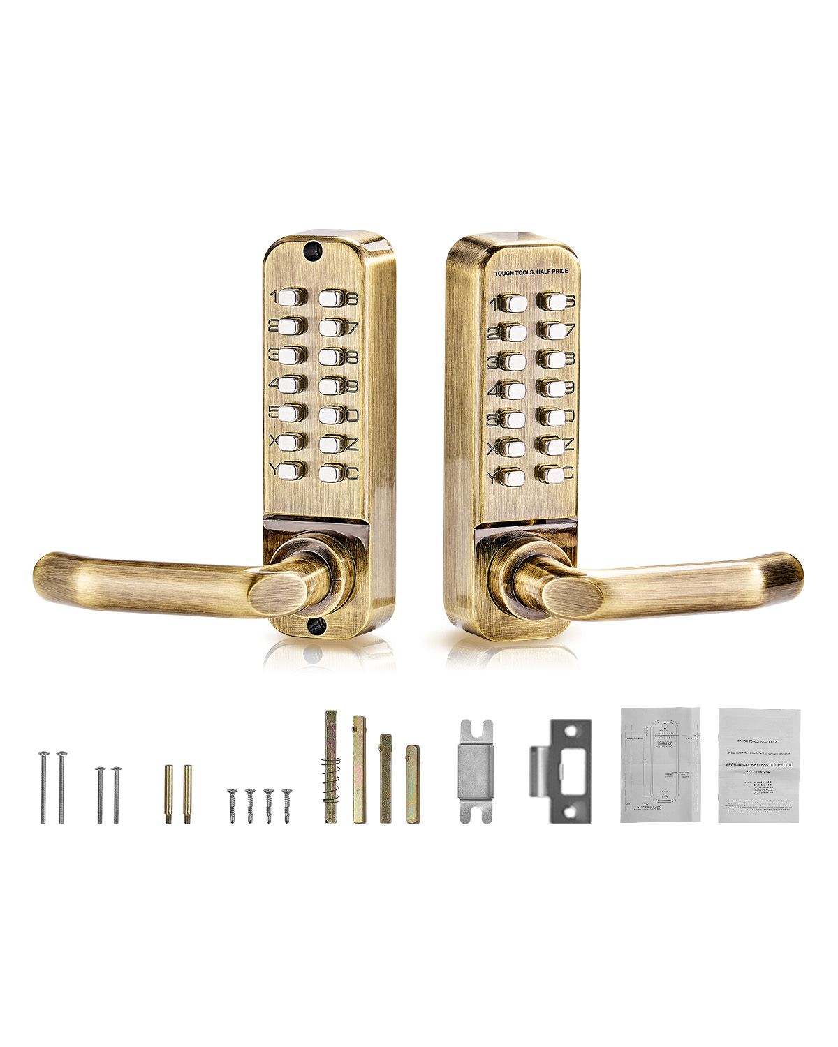 Mechanisches Zahlenschloss Mit 14 Tasten, Integrierter Griff, Doppelseitig Aus Edelstahl, Wasserdicht, Für Tor, Garage, Haus Oder Büro.