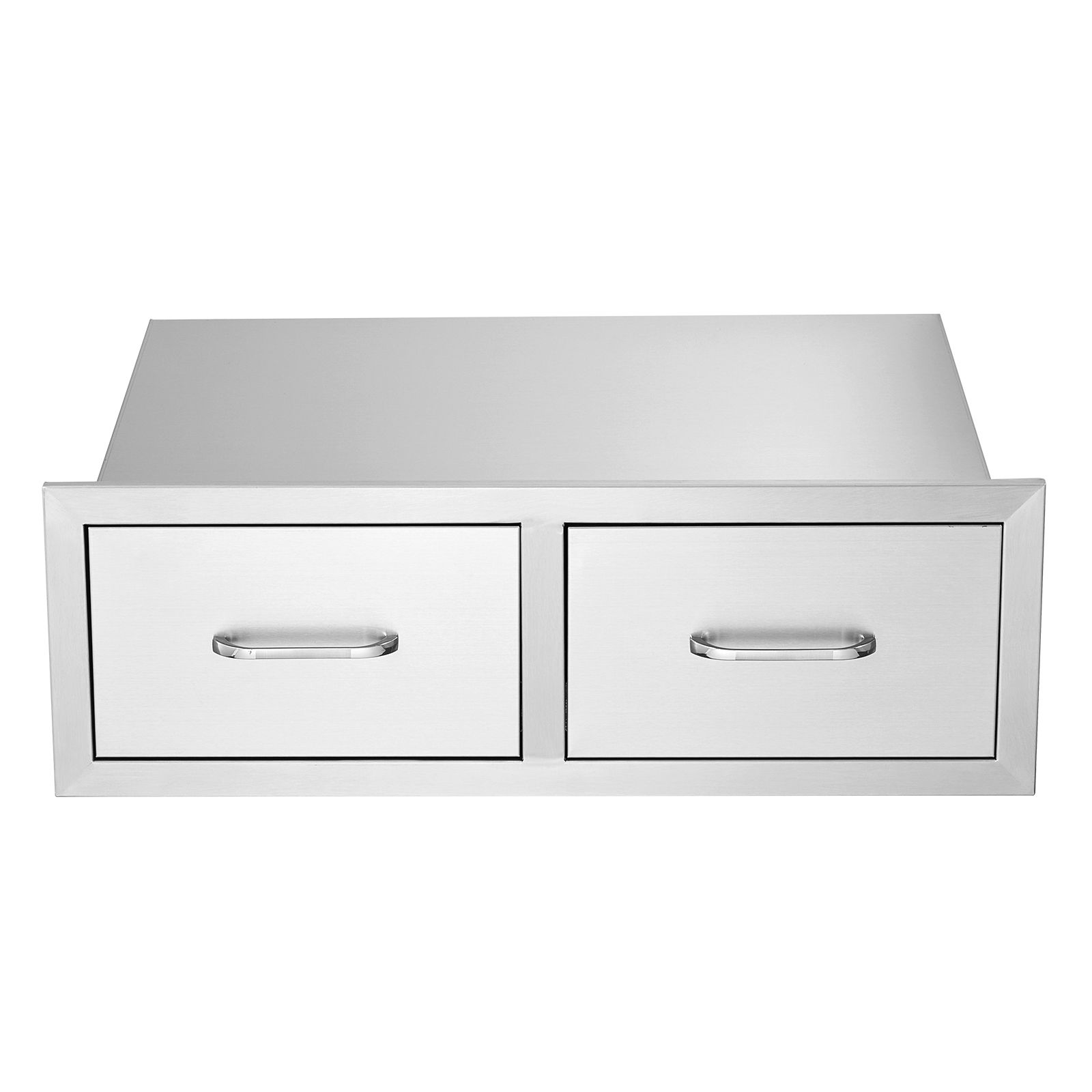 Outdoor-küchenschublade 76x25x50 Cm, Doppelte Horizontale Bbq-schublade Aus Edelstahl Mit Griff, Für Kücheninsel Oder Terrassengrillstation.