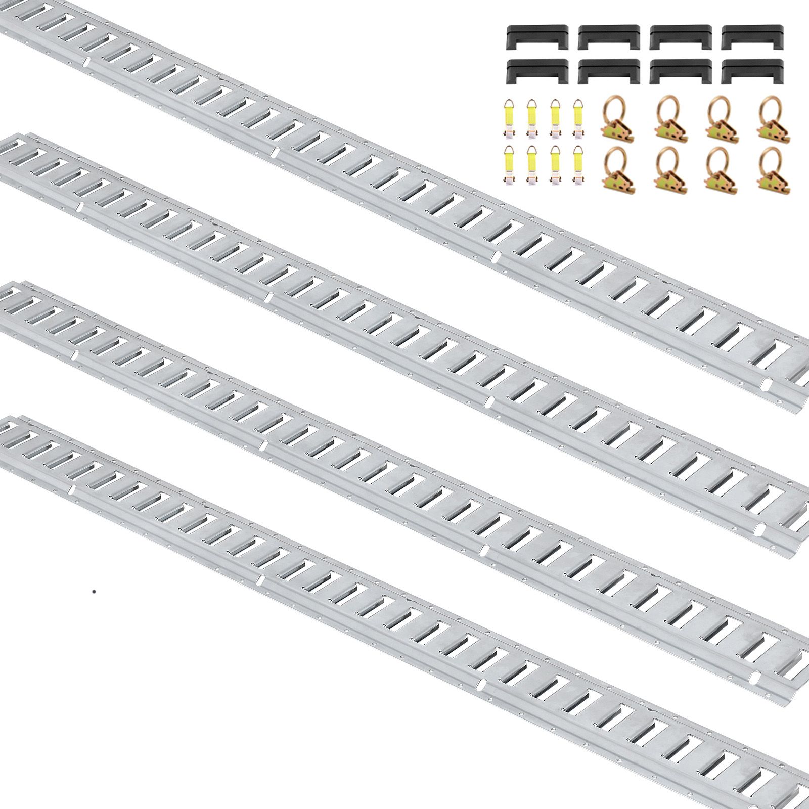 E-track 34-teiliges Befestigungsschienen-set, 152,4 Cm, Mit 8 Stahlschienen, 8 O-ringen, 8 D-ring-verschlüssen Und 8 Endkappen, Zur Sicherung Von Lastwagen, Motorrädern Und Fahrrädern