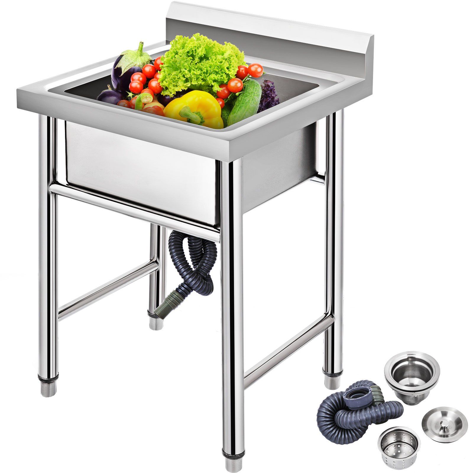 Handgefertigtes, Nichtmagnetisches Edelstahl-küchenspülbecken, 1 Becken, 17,5 X 10 X 16,5 Zoll, Großes Fassungsvermögen, Ideal Für Bauernhof, Café, Geschäft, Krankenhaus.