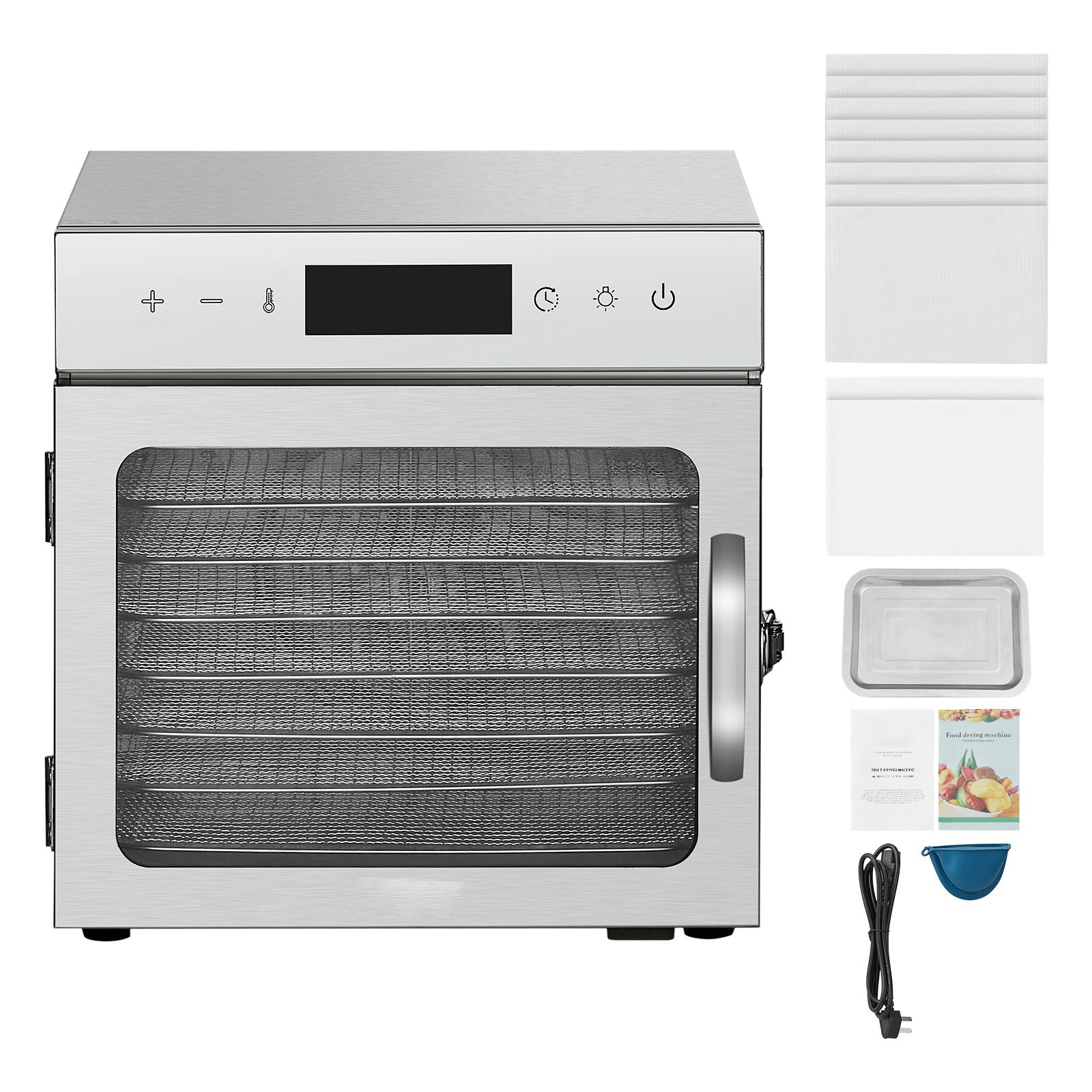 Dörrgerät Aus Edelstahl Mit 8 Einschüben, 400 W, Elektrischer Trockner Mit Einstellbarem Thermostat Und 24-stunden-timer, Für Fleisch, Obst, Gemüse, Kräuter Und Hundeleckerlis