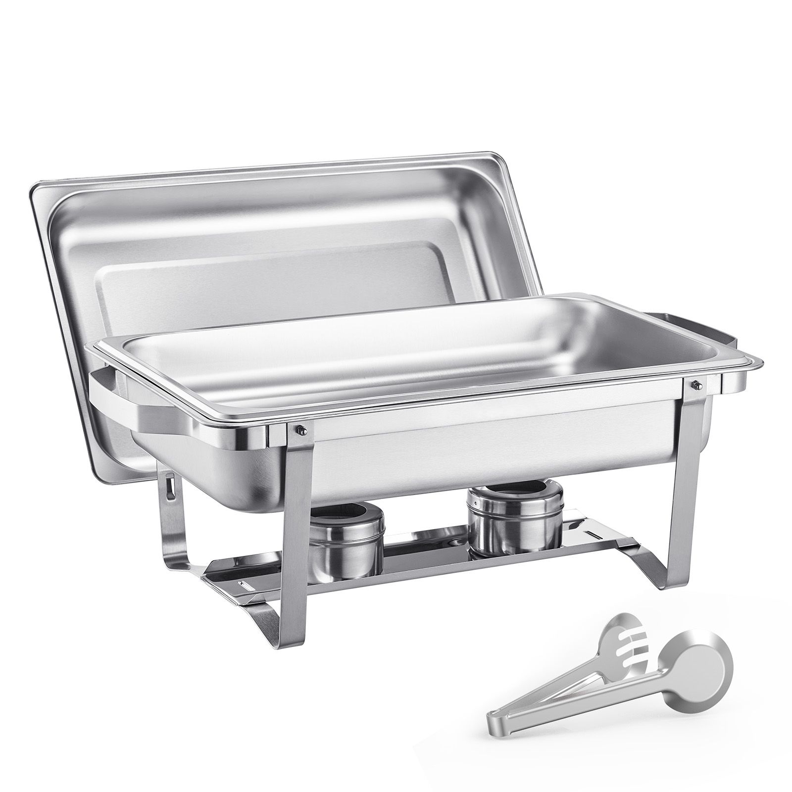 8-quart-buffet-speisenwärmer-set, 6-teilig, Edelstahl, Rechteckig, Mit 6 Schalen, Deckeln Und Ständer, Ideal Für Hochzeiten Und Empfänge, Silber