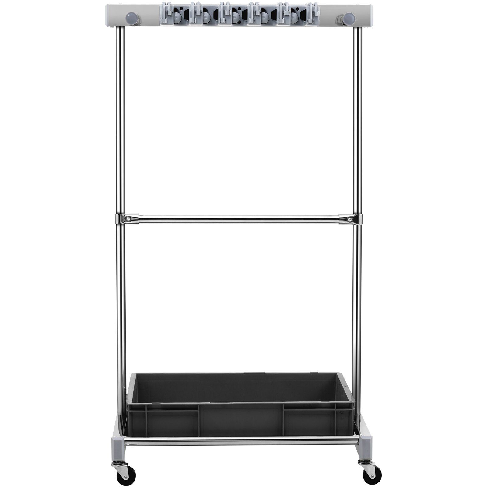 Gartengeräte-aufbewahrungsständer, 10 Fächer Mit Haken, Rollbarer Turm Für Garage, Schuppen Und Carport, Hält Rechen, Besen Und Lange Stiele, Robuste Metallkonstruktion.