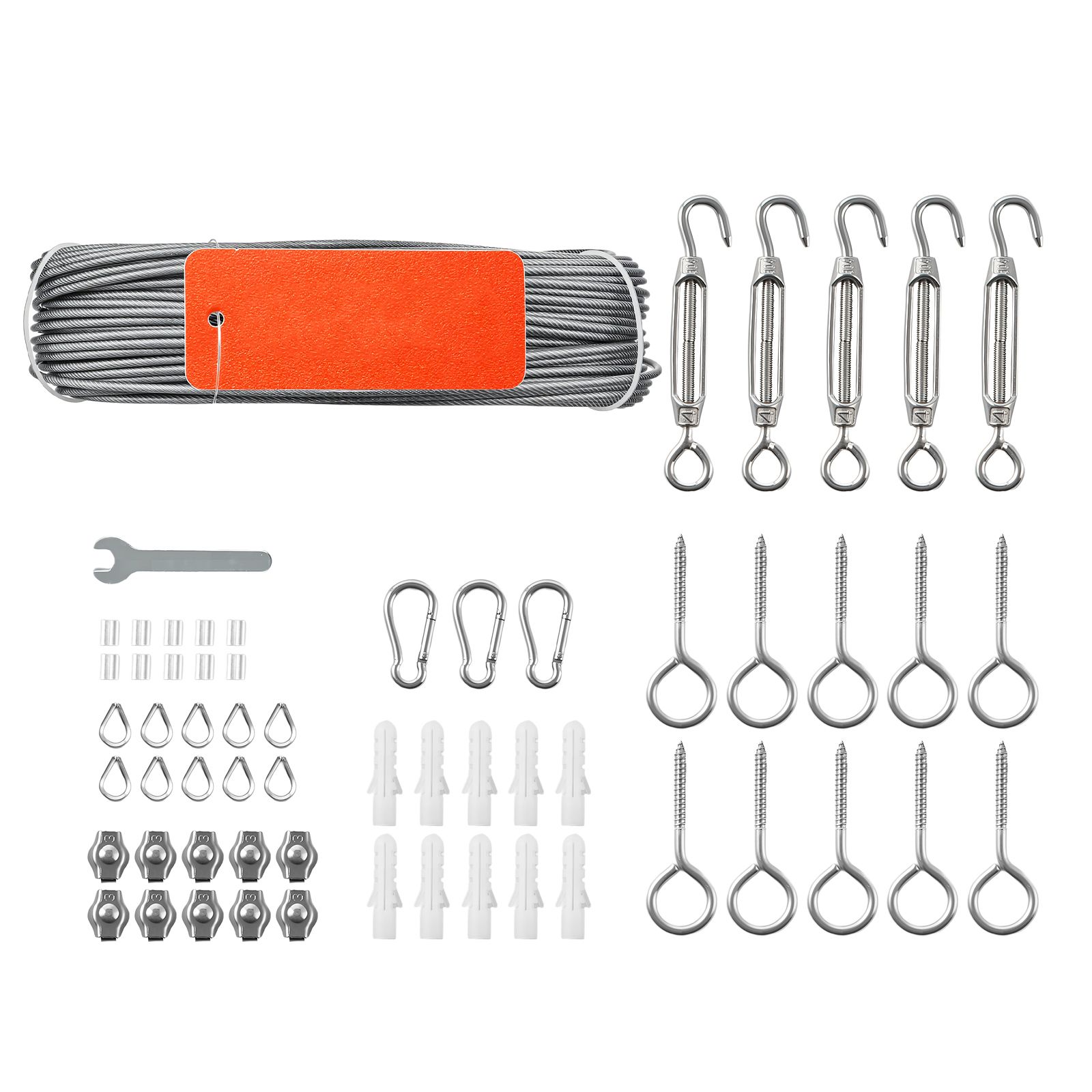 Stahlseil-set, 2 Mm, 35,1 M, Edelstahl 304, 2 Kn Zugfestigkeit, 7x7-konstruktion, Für Terrassengeländer, Gartenspaliere Und Lichterketten