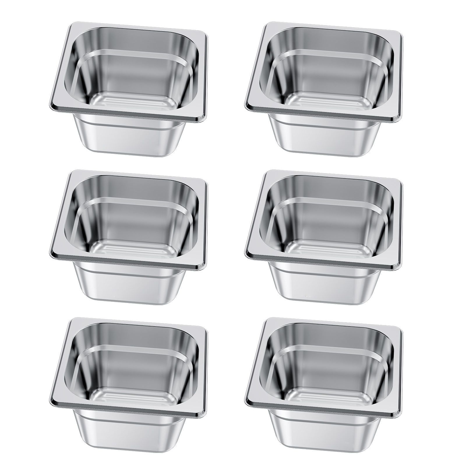 Dampfgarplatten Aus Edelstahl, 1/6 Größe X 100 Mm, 1,7 L, 6er-set, Verstopfungsfrei, Rostbeständig, Für Restaurants, Hotels Und Buffets.