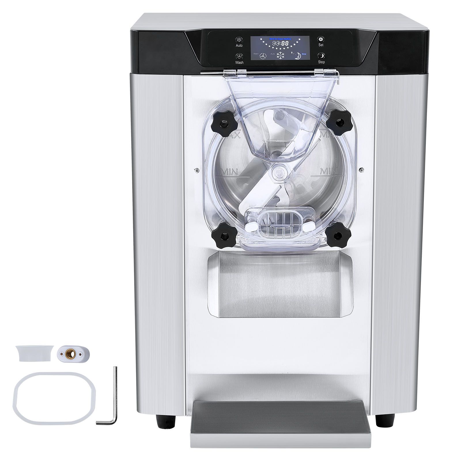 Professionelle Italienische Eismaschine, 12 L/h, 1295 W, 1 Geschmacksrichtung, 4,5 L Edelstahlzylinder, Led-bedienfeld, Selbstreinigung, Vorkühlung, Für Restaurants Und Imbissstuben.