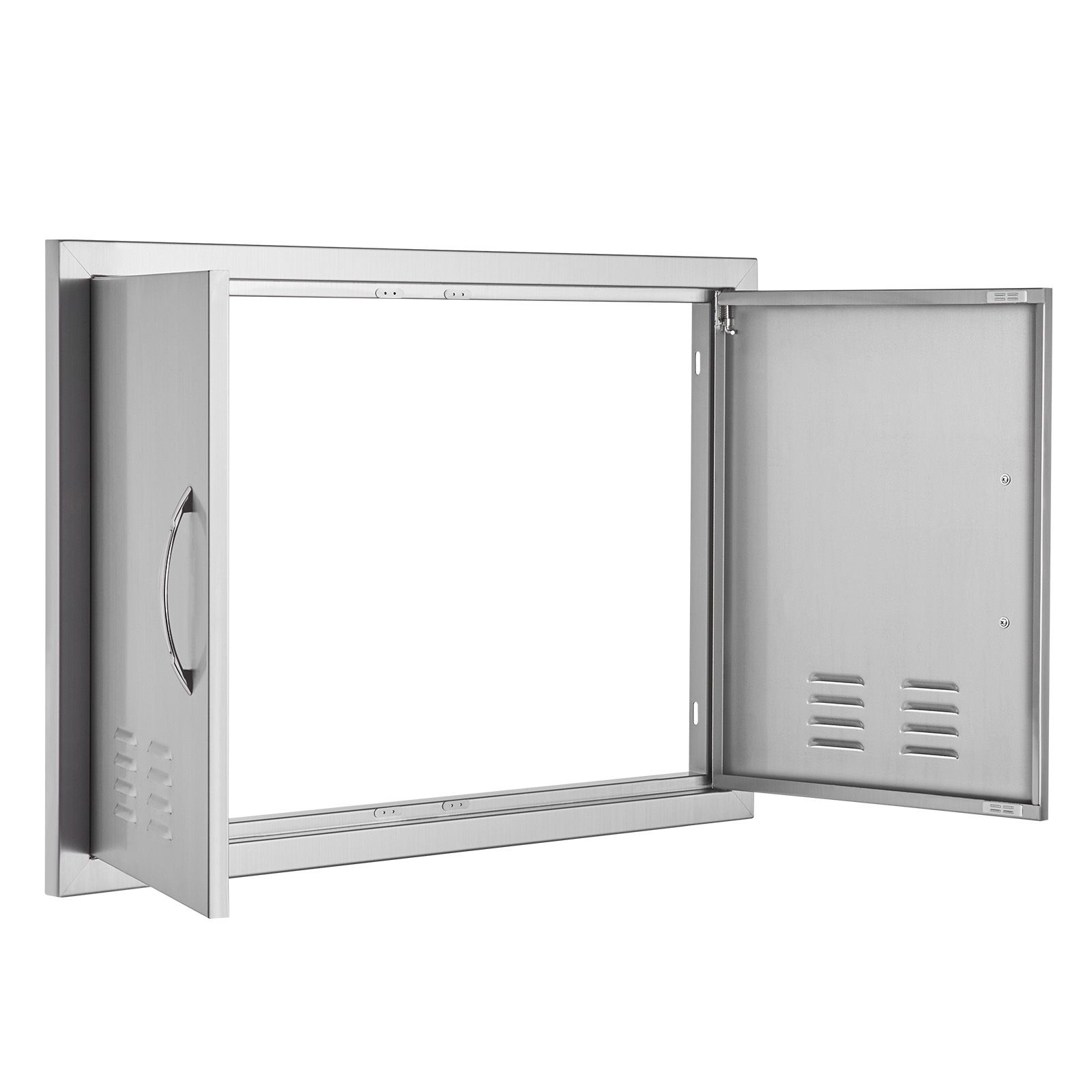 Zugangstür Zum Grillplatz, 762 X 533 Mm, Doppelte Außentür Aus Edelstahl, Flächenbündig, Mit Griffen Und Lüftungsschlitzen, Für Grillinsel Und Grillstation.